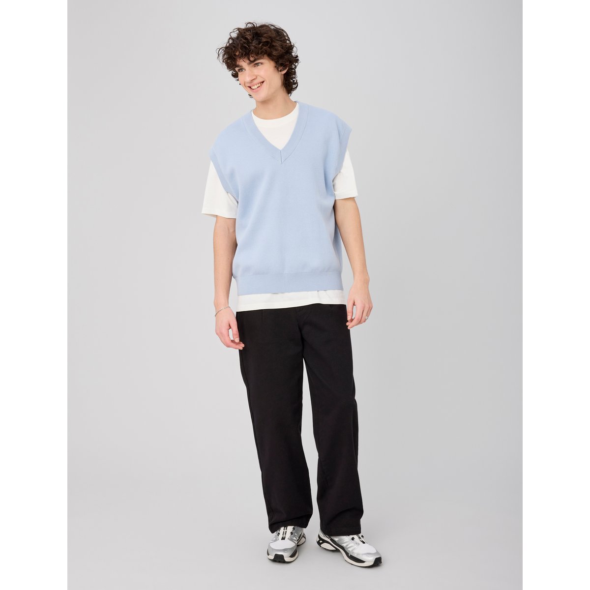 Pull sans manche bleu clair, BZB
