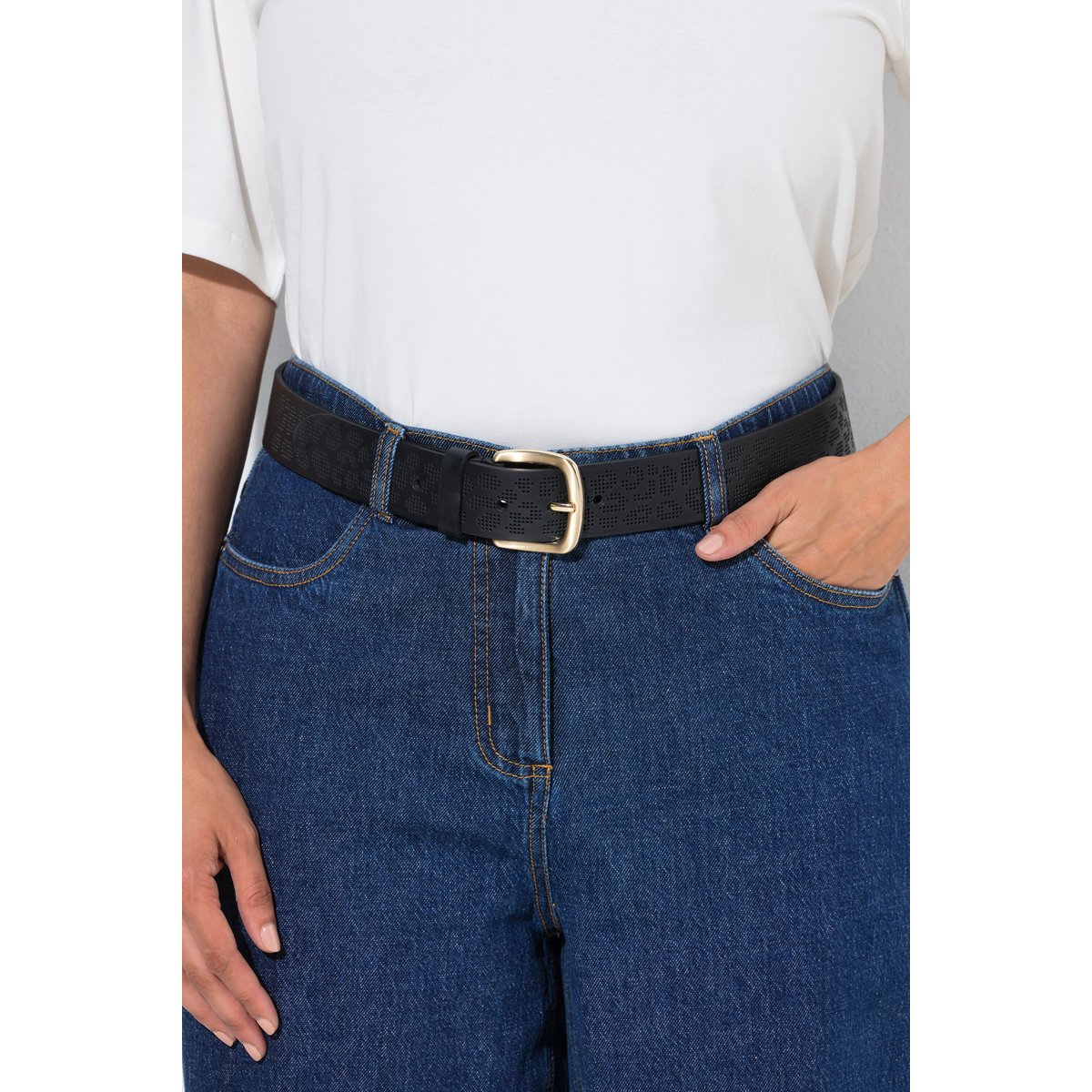 Ceinture en cuir noir, ULLA POPKEN