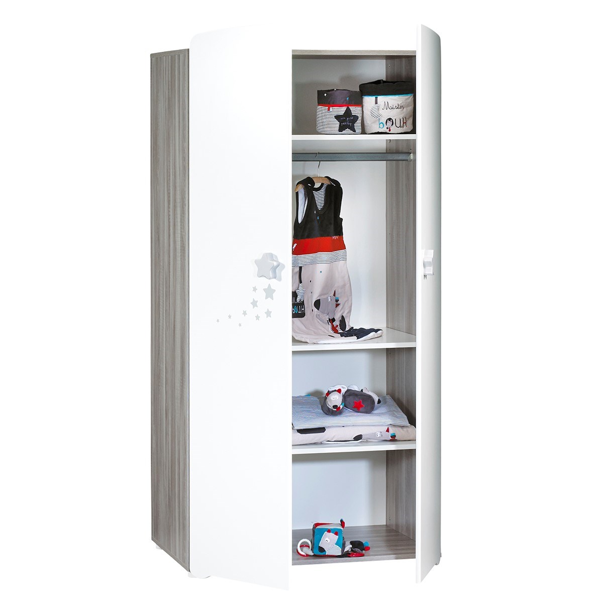 Armoire 2 portes bébé en bois blanc, BABY PRICE