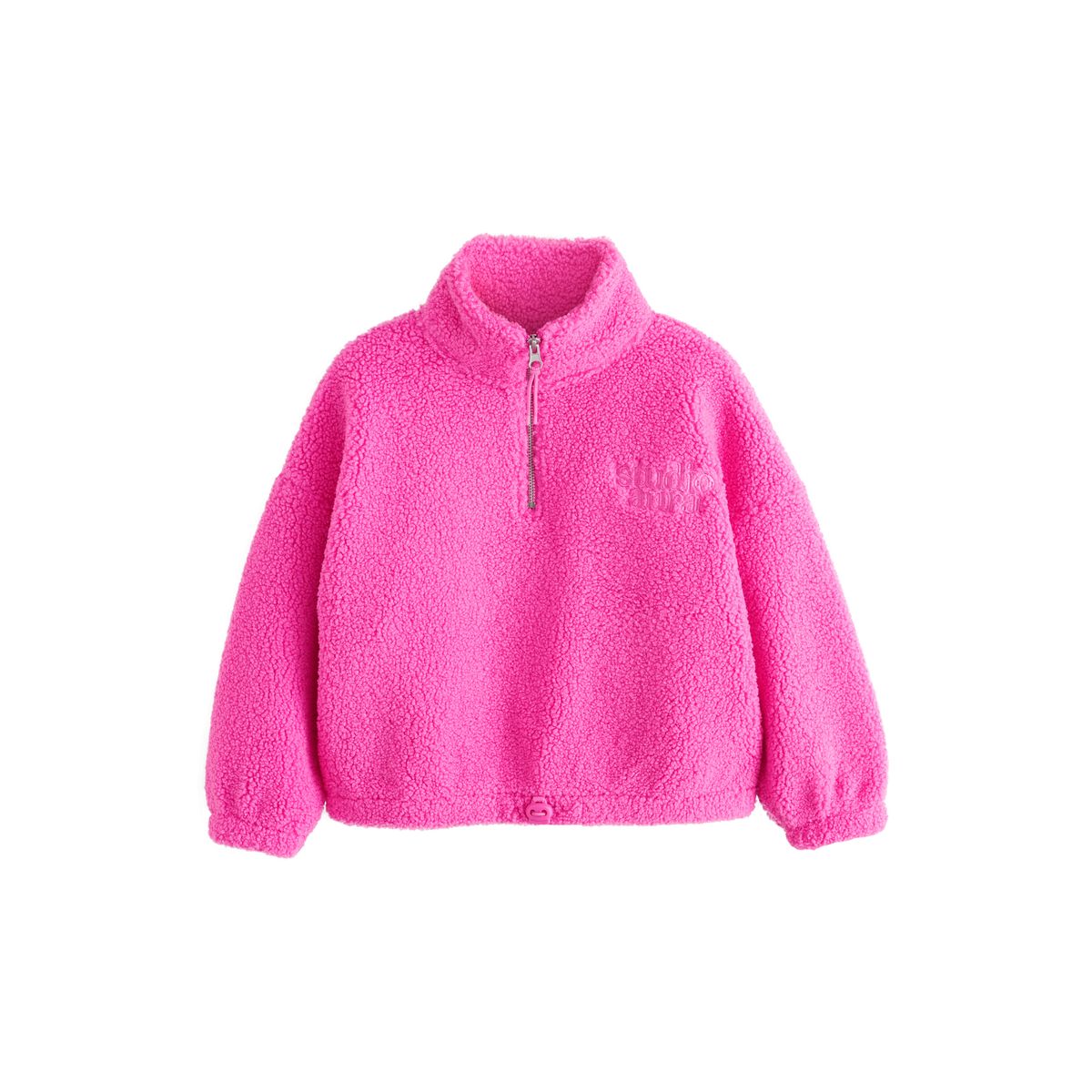 Veste semi-zippée en peau lainée à doublure rose, NEXT