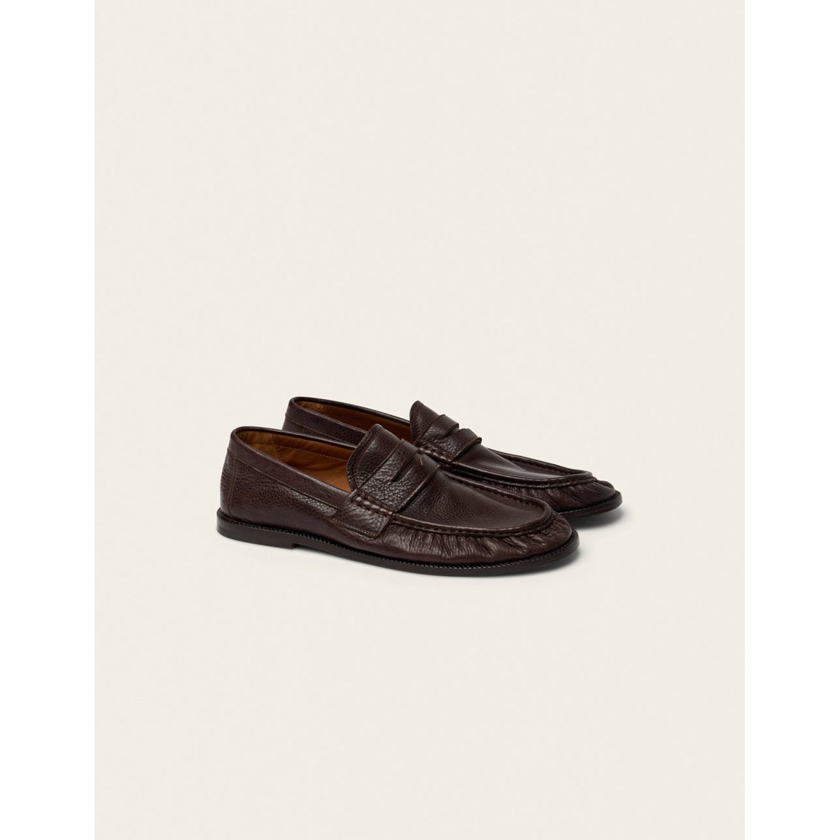 Mocassins OLIO cuir grainé marron, ODAJE
