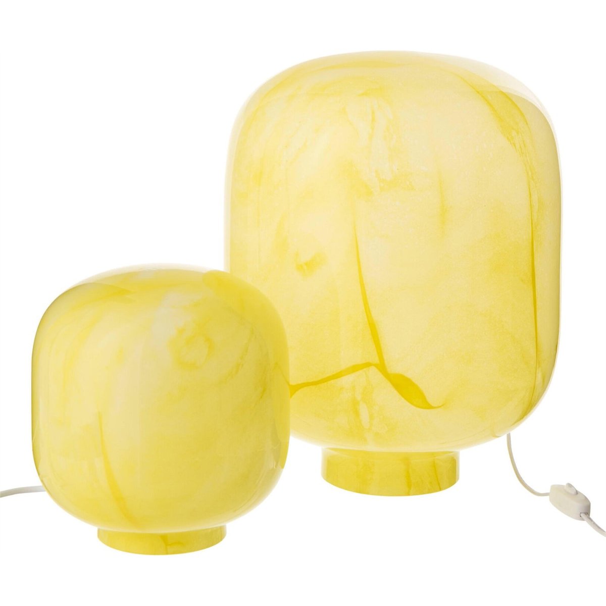 Lampe de table boule en verre soufflé jaune, RECOLLECTION