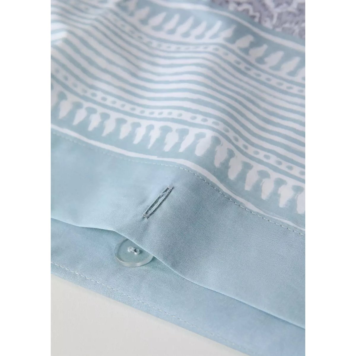 Housse de couette percale fleur décorative frise rayures Lit 150/160 cm gris clair/pastel, MANGO HOME