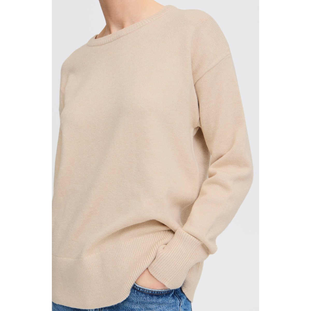 Long sleeve beige cement melange, B.YOUNG