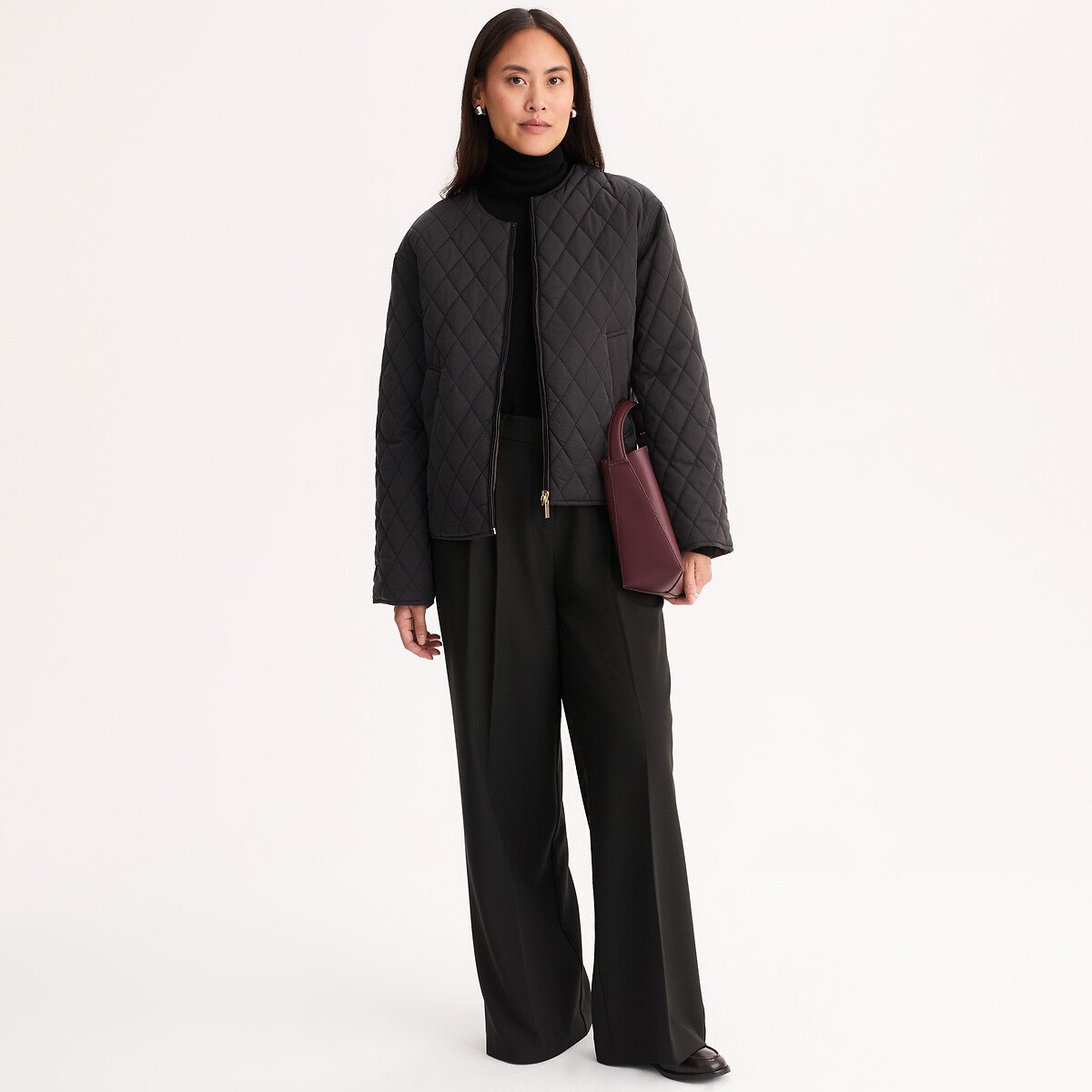 Doudoune courte zippée réversible noir/marron, ANNE WEYBURN