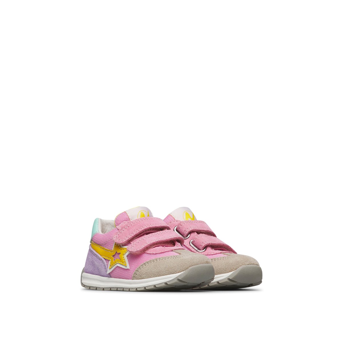 Sneakers en cuir et tissu CRUMI VL. rose-beige, NATURINO