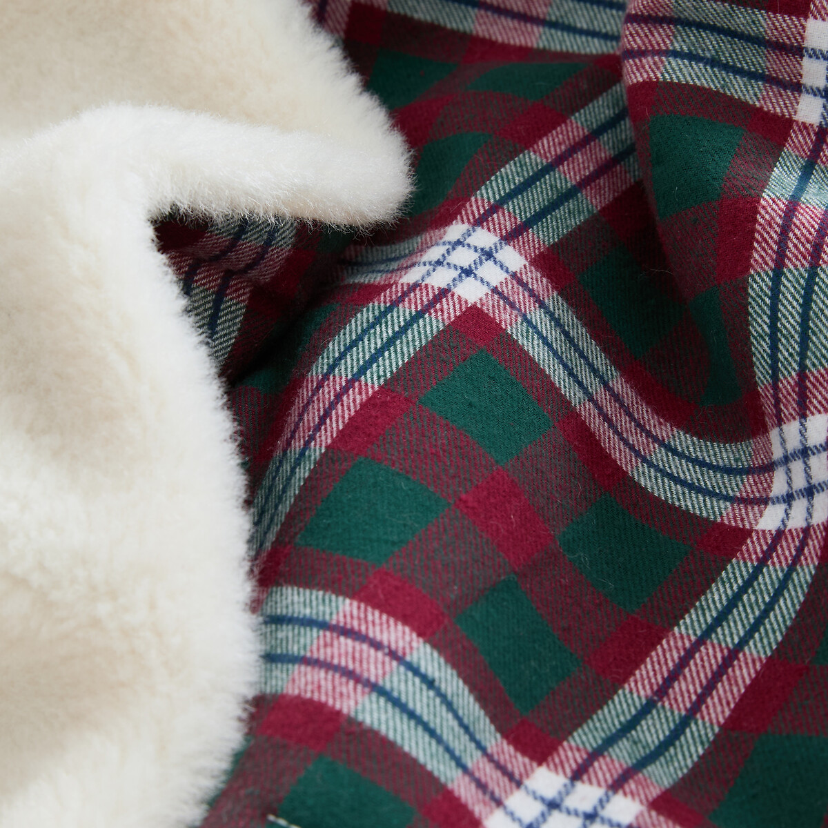 Plaid sherpa et flanelle, LUNAY vert/rouge, LA REDOUTE INTERIEURS