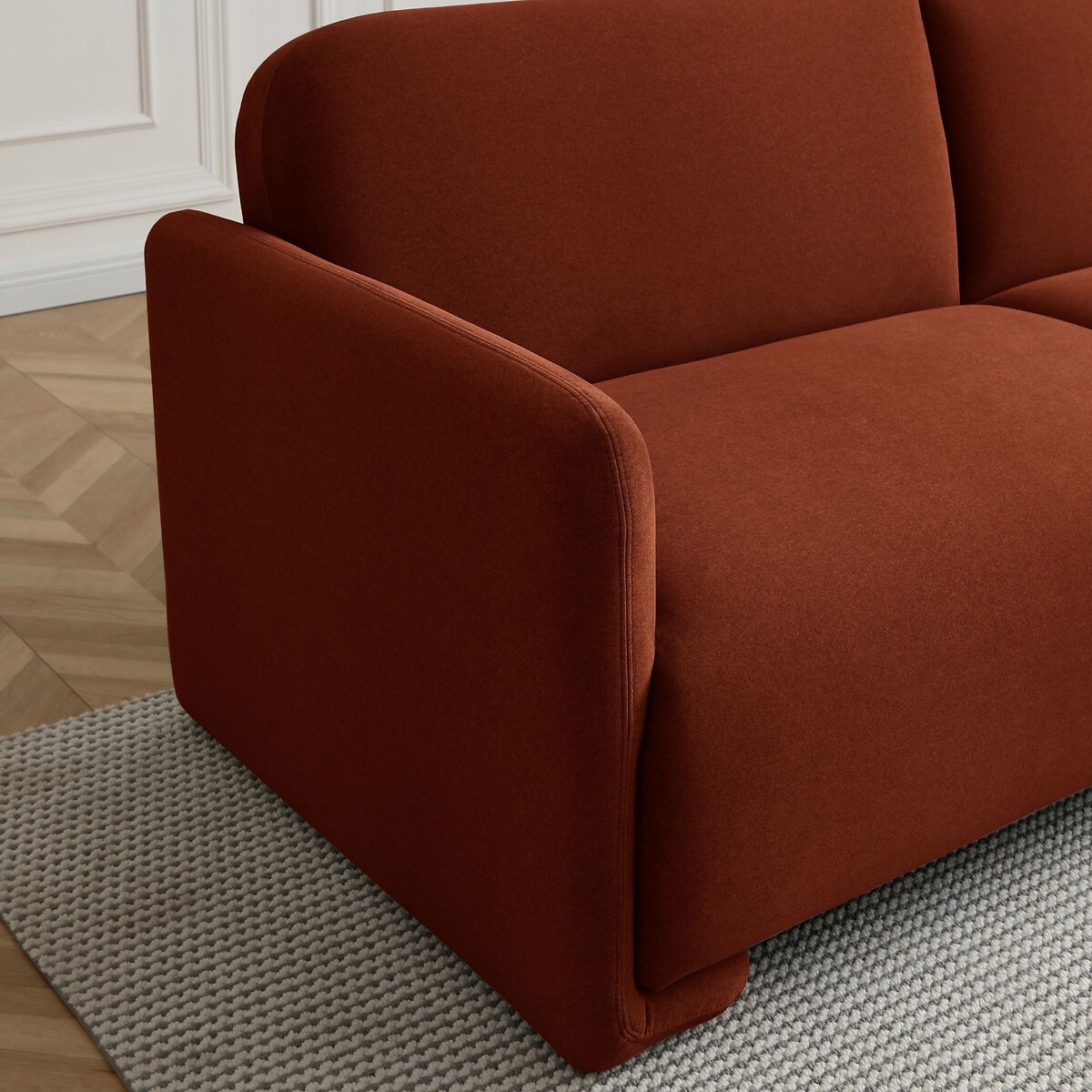 Marley Curved Velvet Sofabed burnt orange, ÉDITÉ