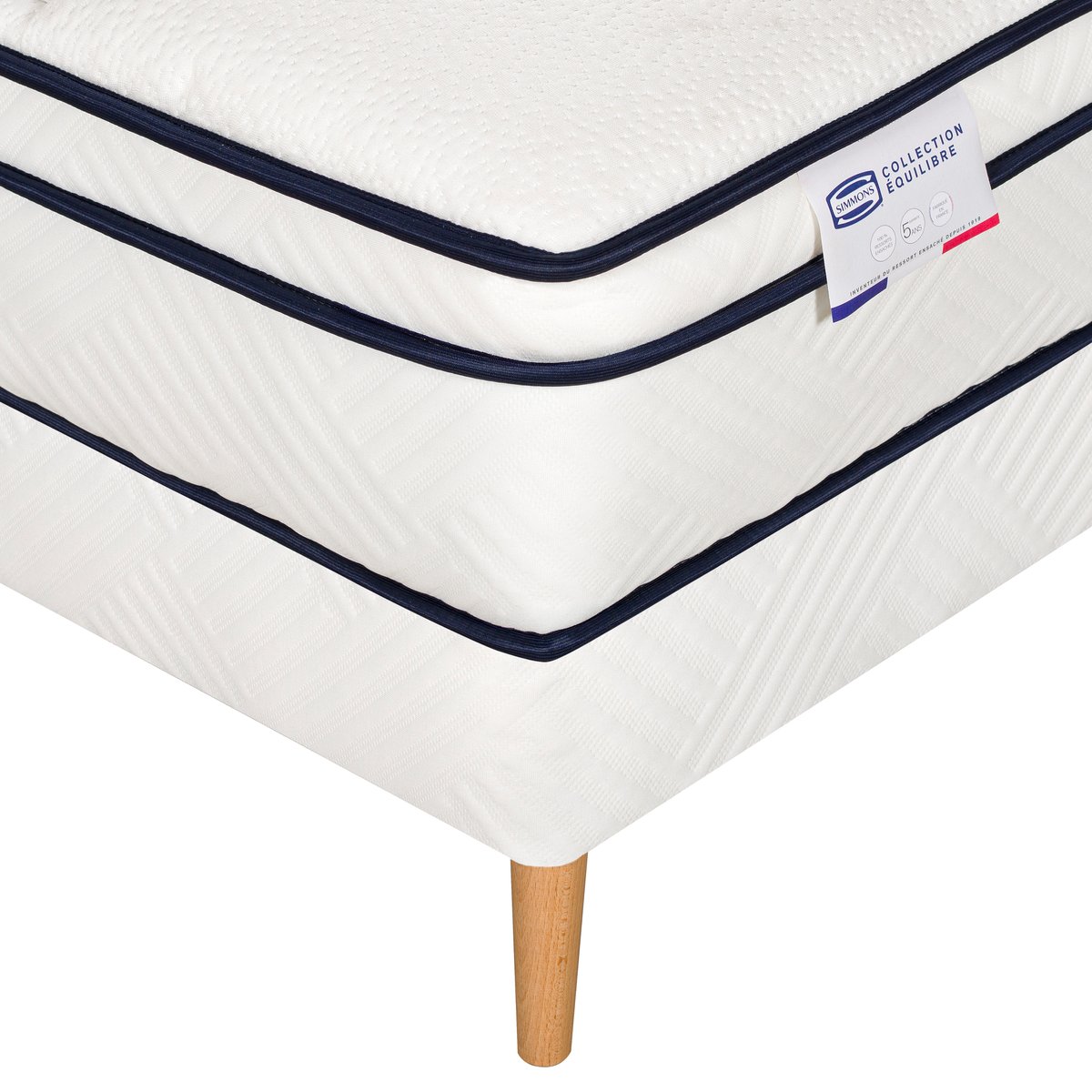 Matelas L'INEGALE 140x190, Hybride, ferme, H27 blanc, SIMMONS