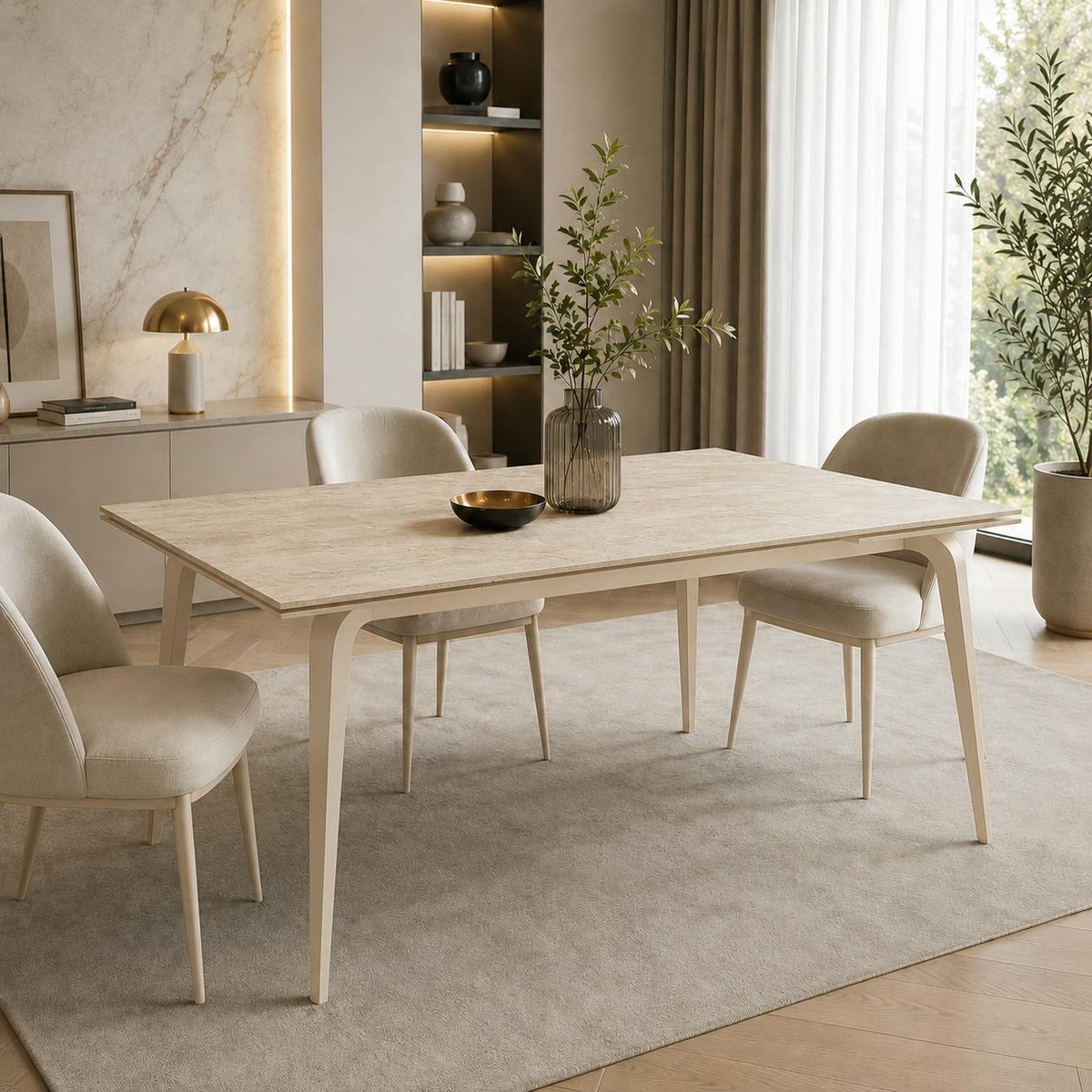 Table en céramique extensible 140 / 220 cm LORA travertin, PIER IMPORT