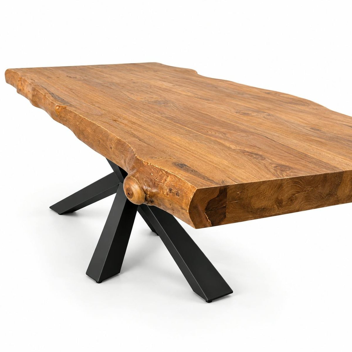 Table à manger style contemporain bois métal pied mikado plateau teck 200x110cm TIMOR bois naturel, PIER IMPORT