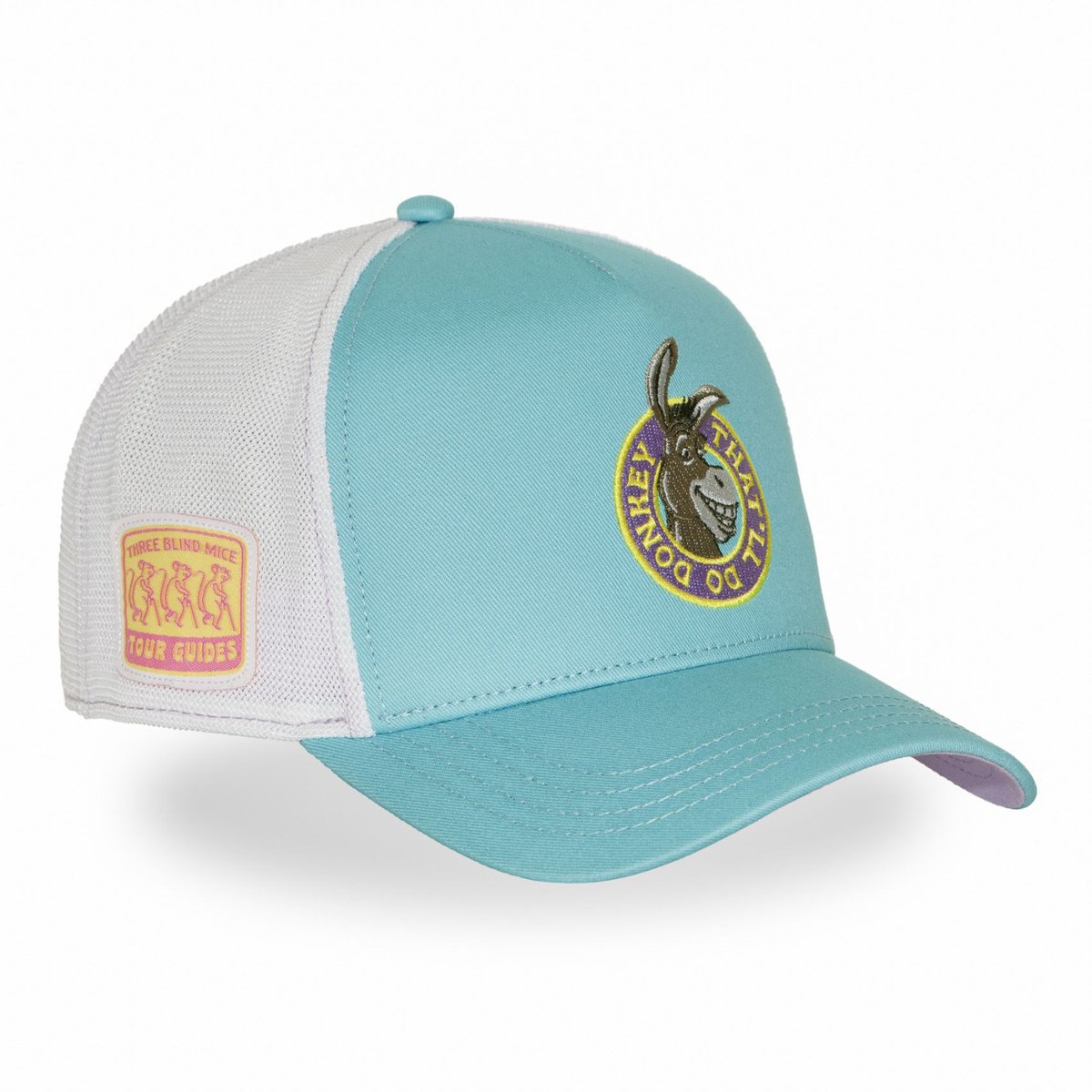 Casquette trucker SHREK turquoise/blanc/violet/jaune/gris, CAPSLAB