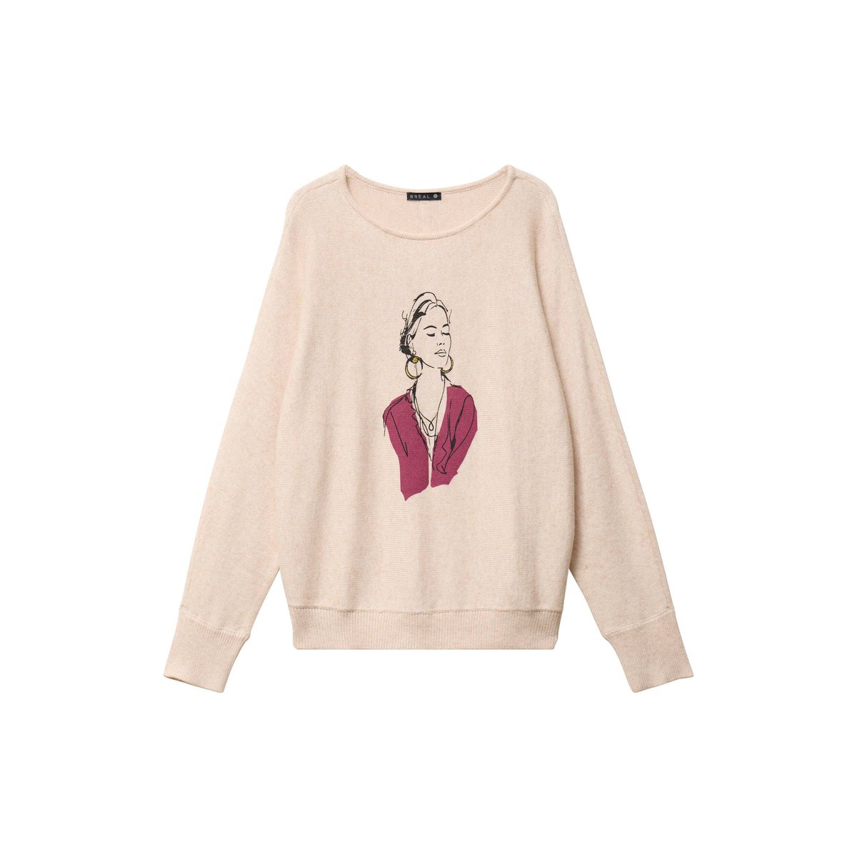 Pull col rond manches longues beige, BREAL