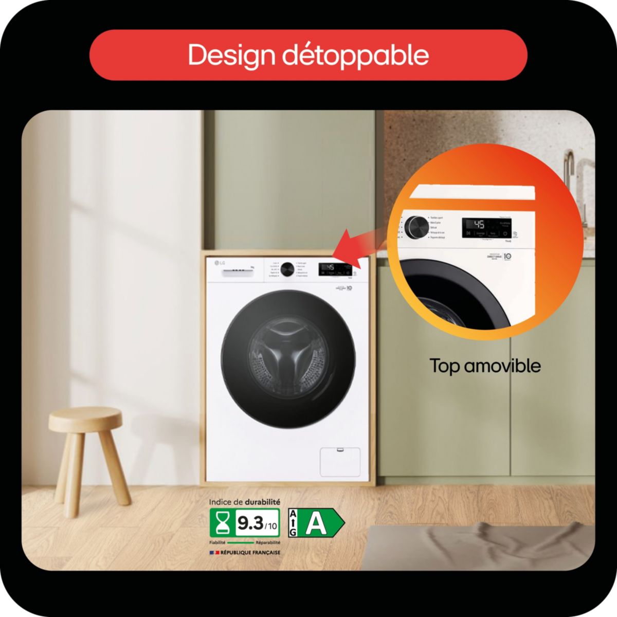 Lave linge hublot F94B16WHS couleur unique, LG