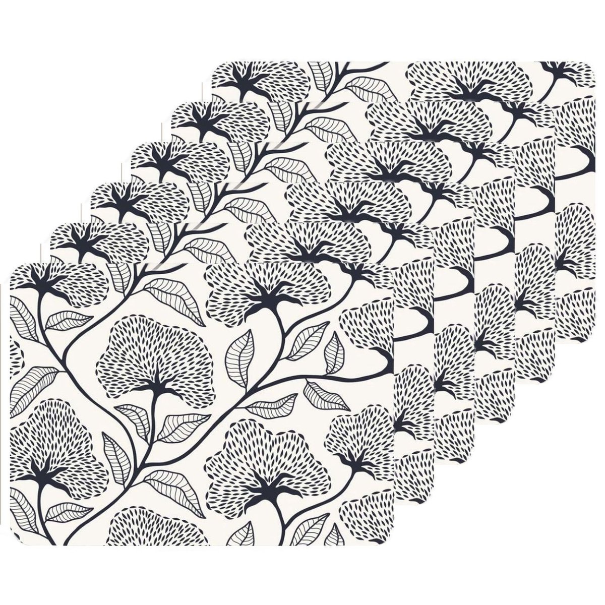 Lot de 6 sets de table motifs ginkgo CASSIA beige, TOILINUX