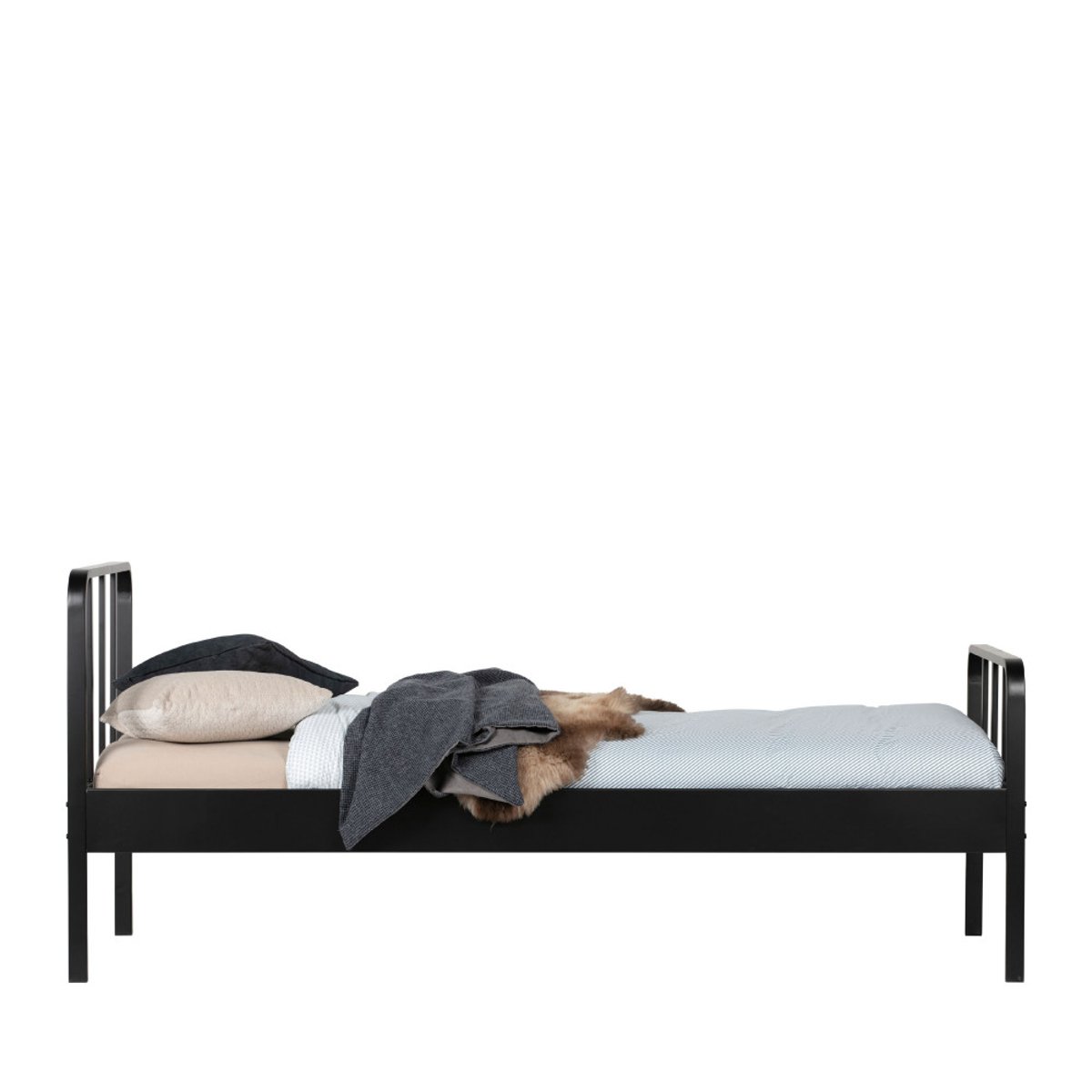 Lit en métal 90x200cm- MEES noir, WOOOD