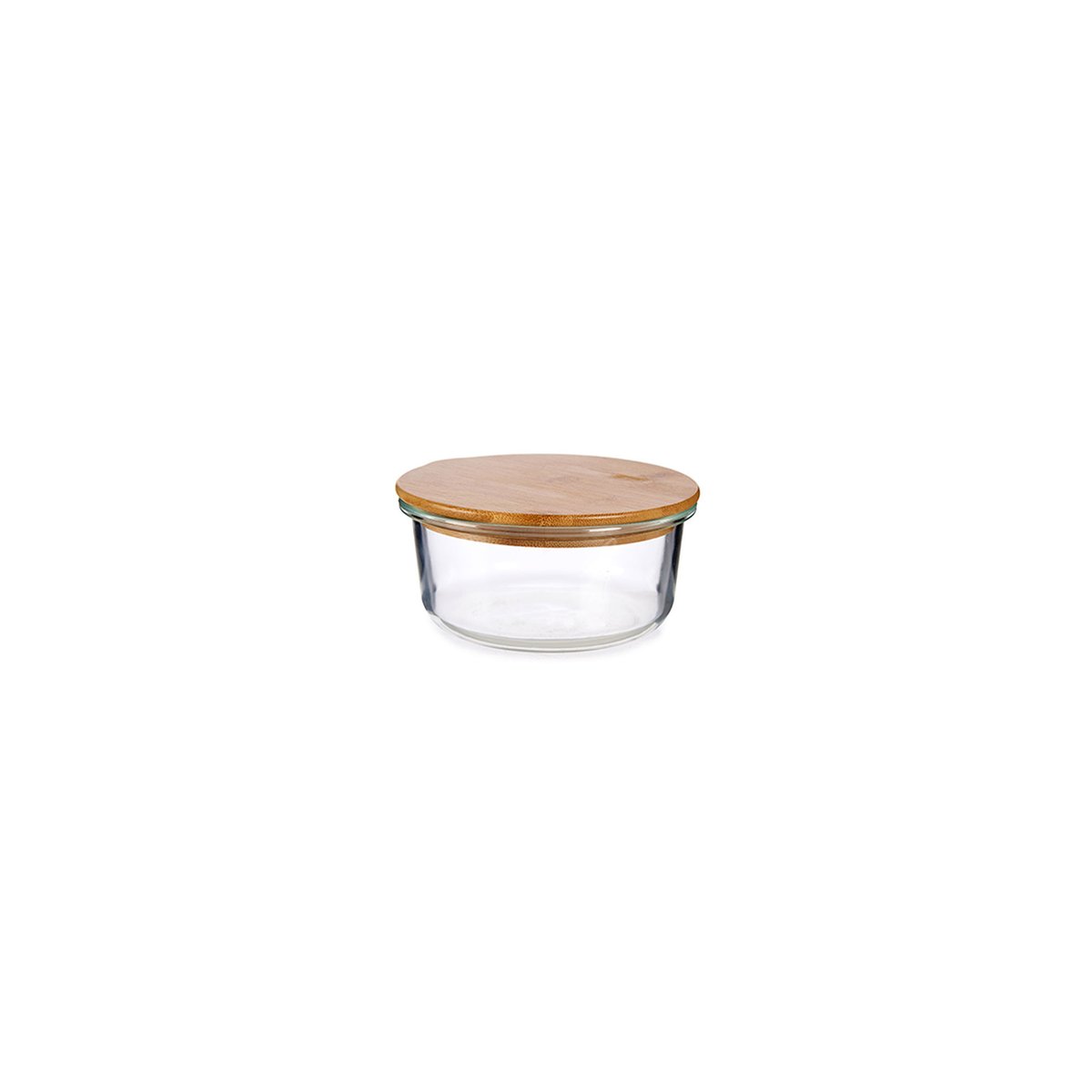 Boîte de Conservation Ronde en Verre avec Couvercle Hermétique en Bambou - 62cl transparent, WADIGA