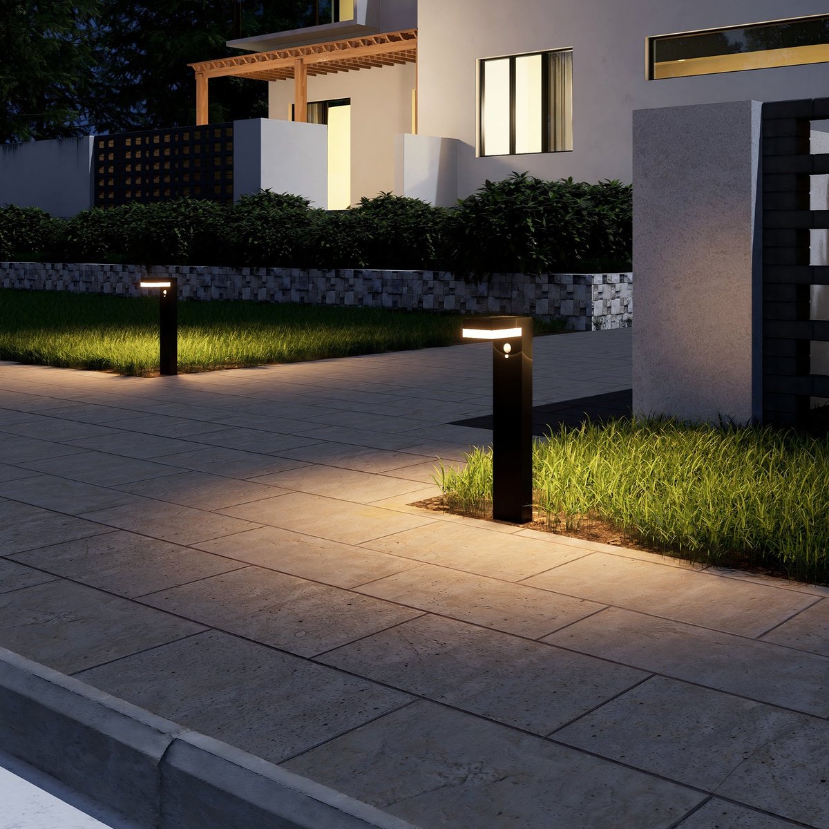 Potelet solaire sensor CENOVA TALL noir, LUMISKY