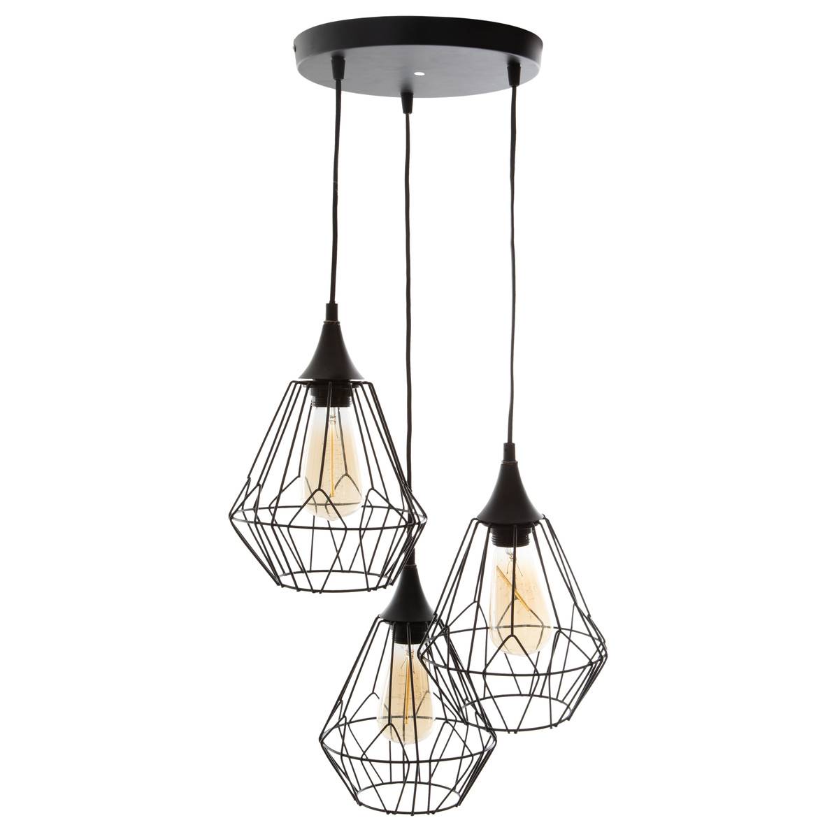 Suspension filaire 3 spots métal KAORE noir, ATMOSPHERA