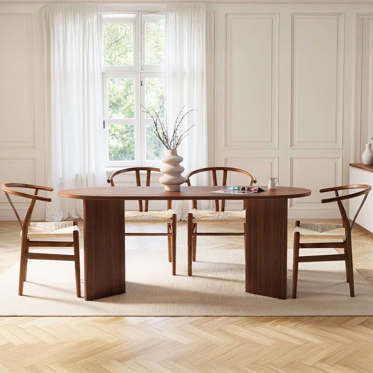 Table à manger ovale 8 pers. - SUNA noyer, HOMIFAB