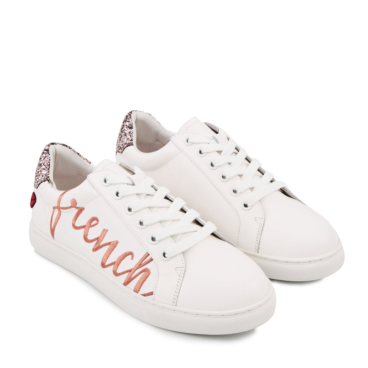 Baskets En Cuir Simone French Kiss blanc, BONS BAISERS