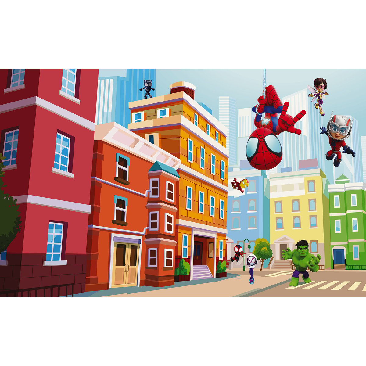 Papier peint Komar - Marvel Spidey and His Amazing Friends City - 400 x 250 cm multicolore, HEXOA