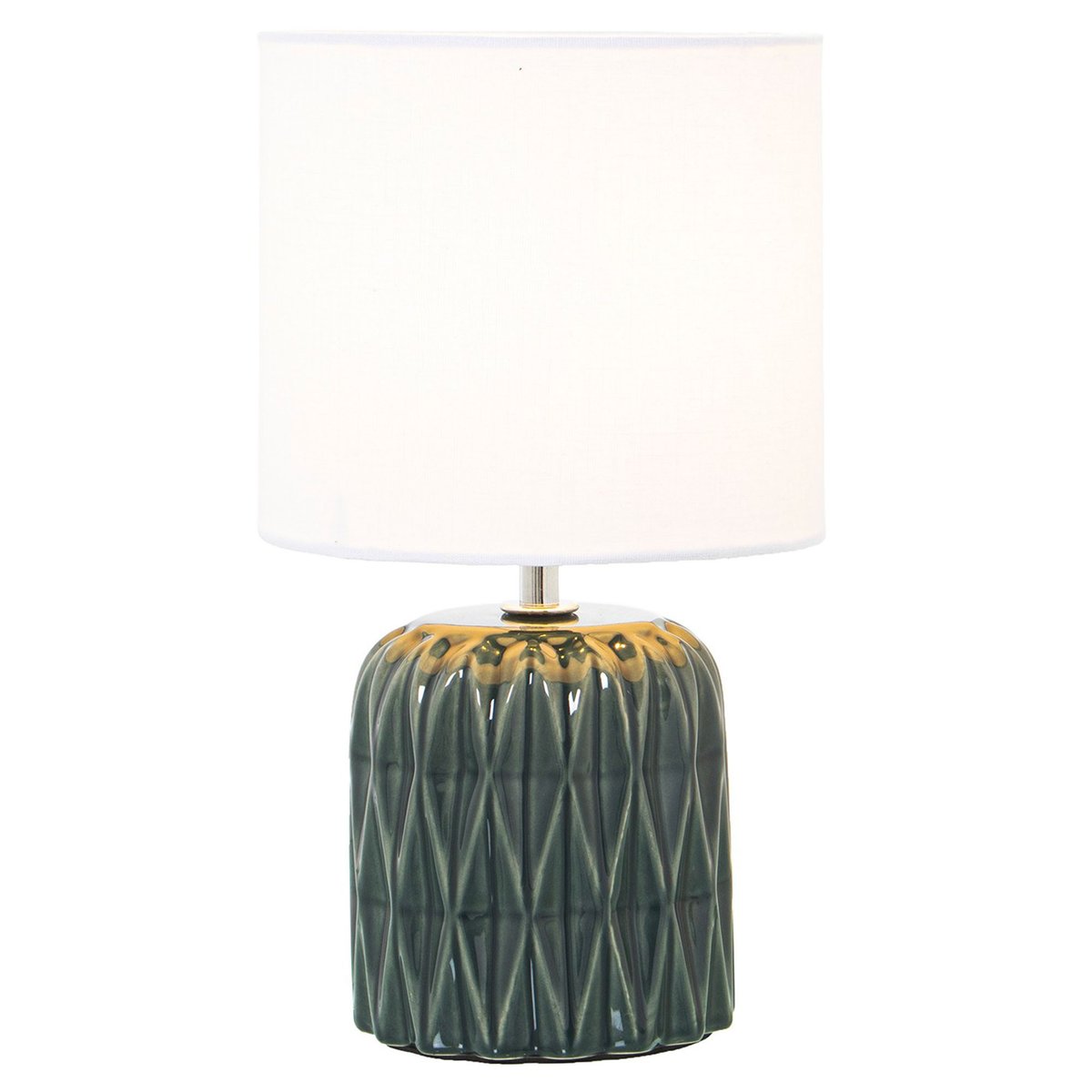 Lampe à poser en céramique bleu et abat-jour blanc bleu, WADIGA