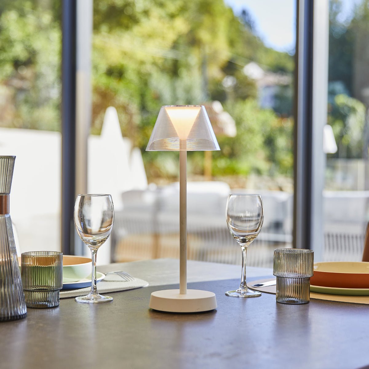Lot de 2 lampes de table sans fil 2x BEVERLY blanc, LUMISKY