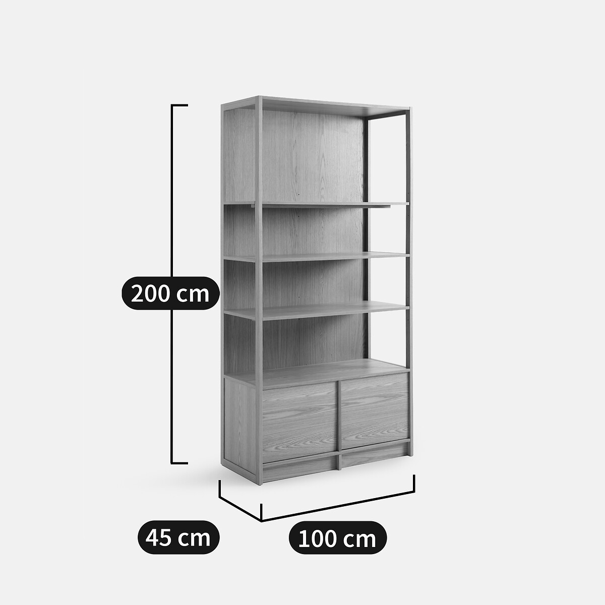 Librería de chapa de roble con 2 puertas SENSSIA color roble, LA REDOUTE INTERIEURS