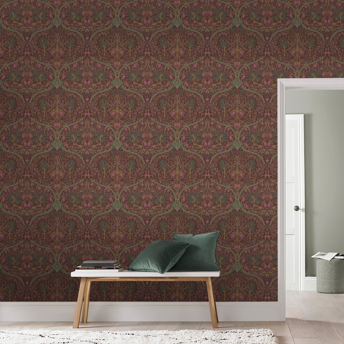 Papier peint Forêt Lauri bordeaux, SUPERFRESCO EASY