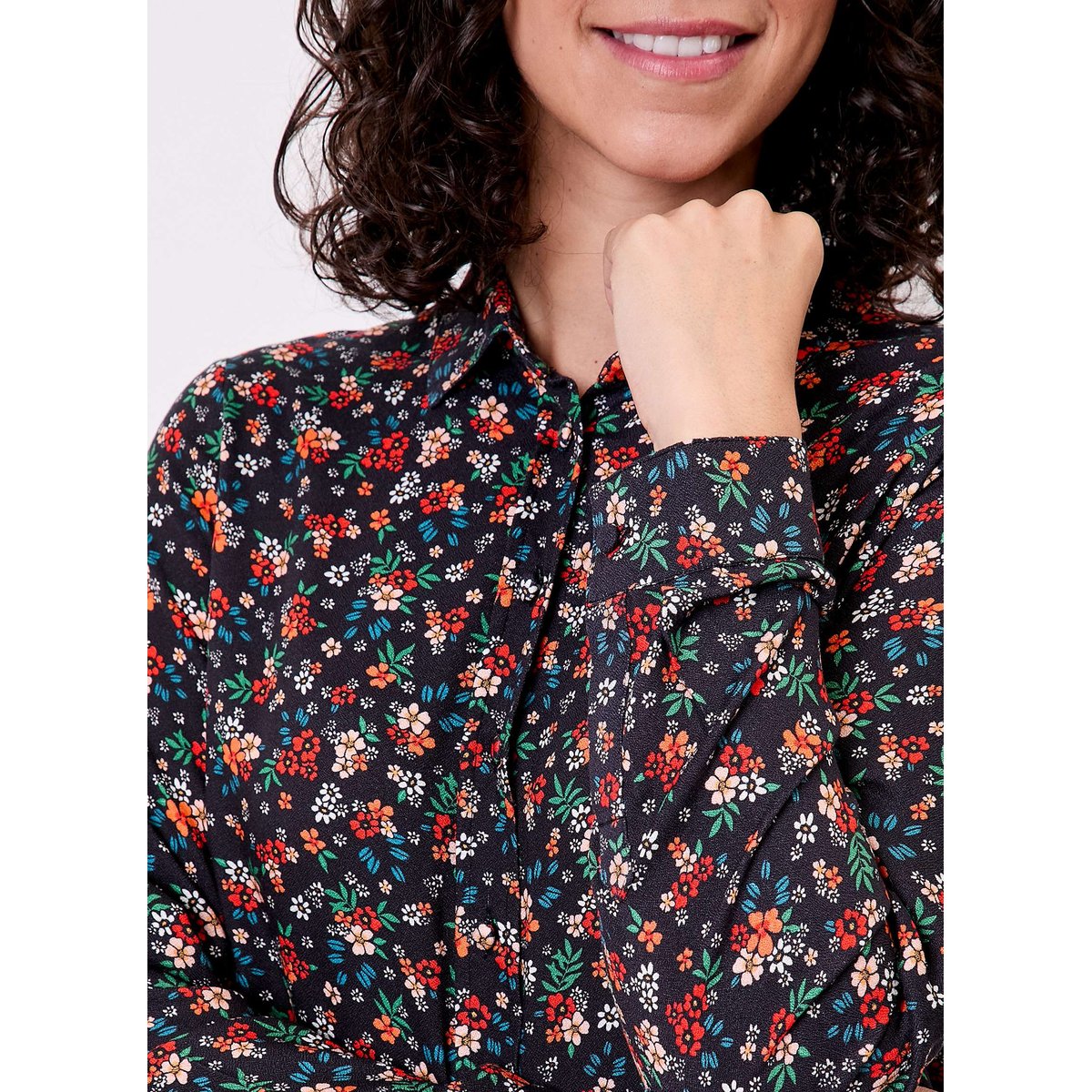 Chemisier imprimé droit fluide MARGE noir multi, PRINCESSE NOMADE