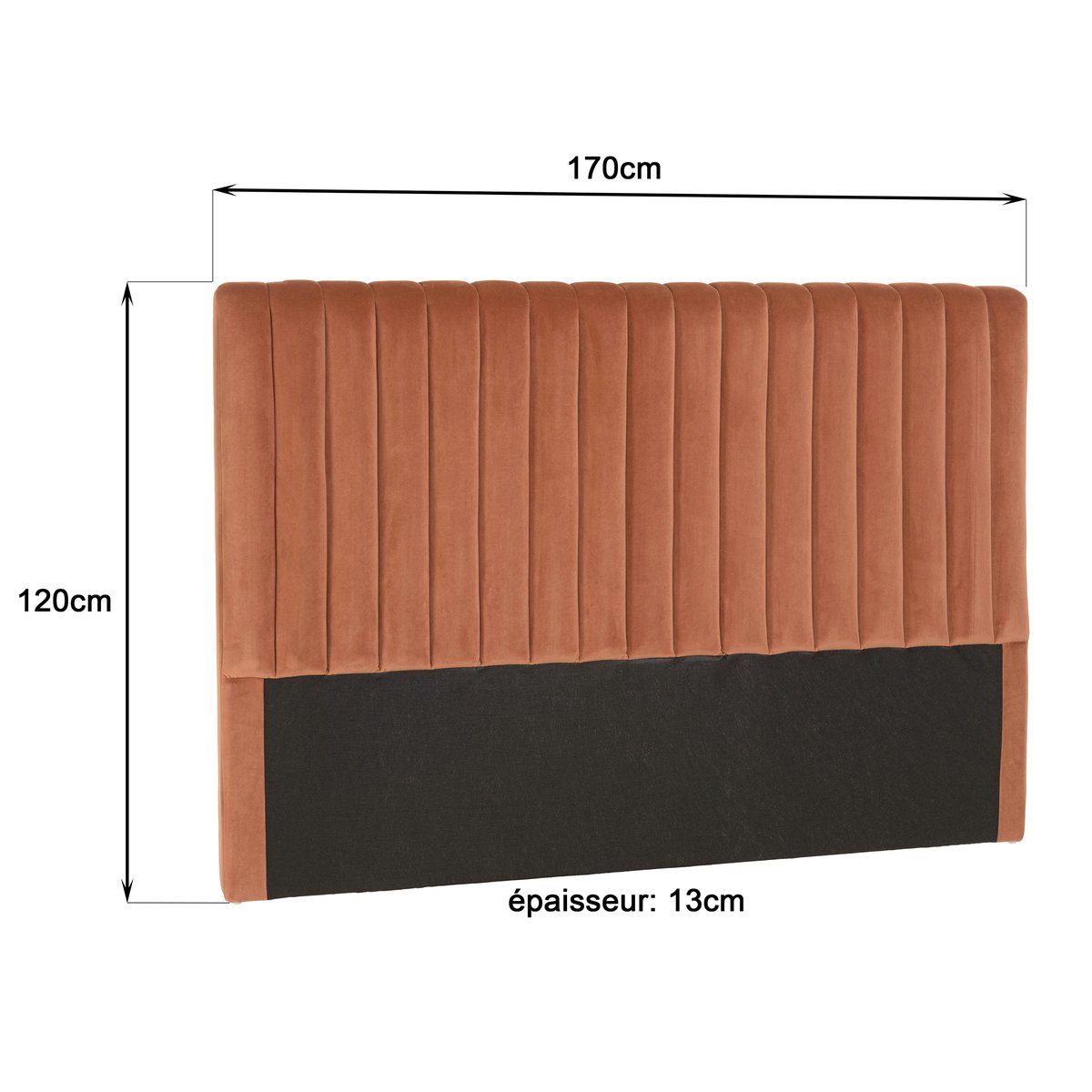 Tête de lit rembourrée pour lits 140/160cm velours orange RIVANA orange, PIER IMPORT