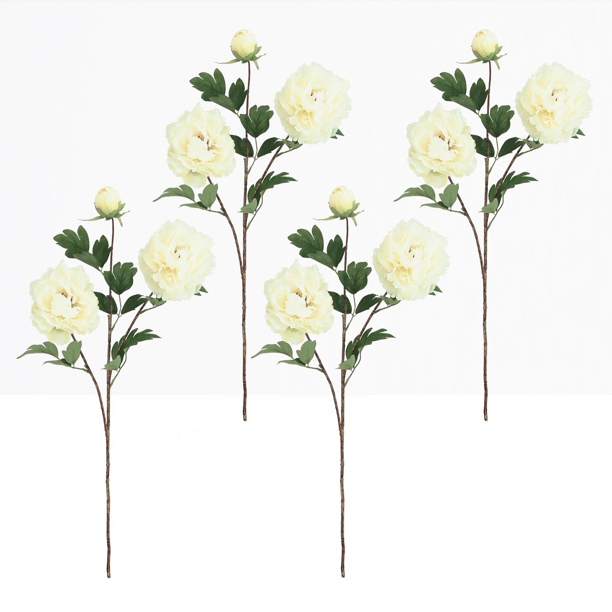 Pivoine artificielle en tige blanche 70cm lot de 4 autres, LIGNE DECO