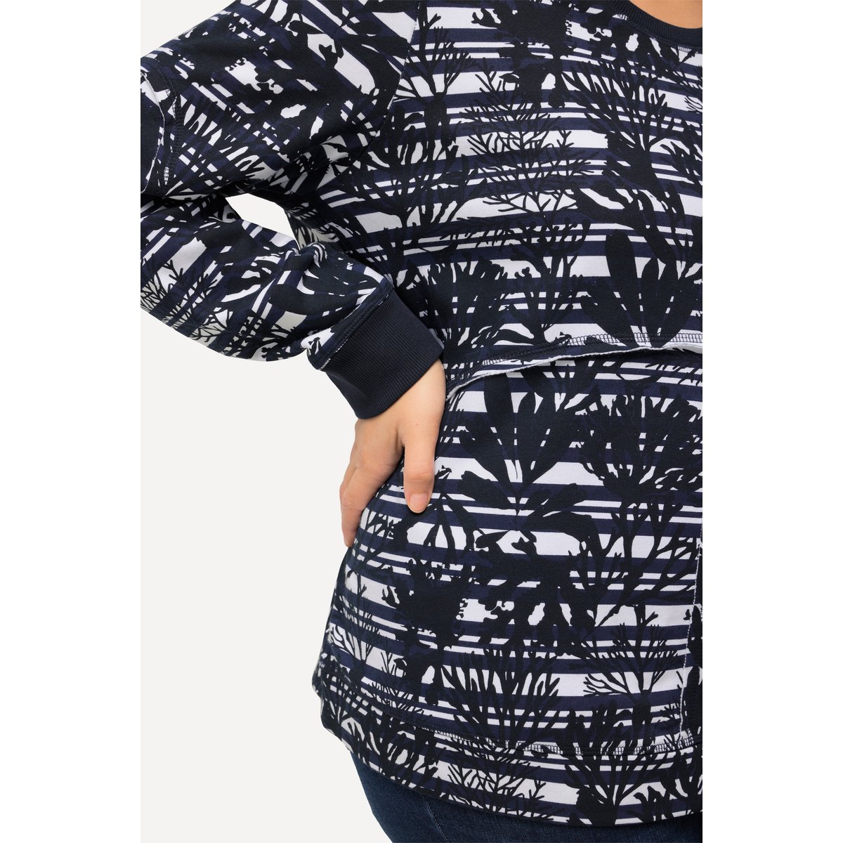 Sweat, côtés ouverts, col rond marine, ULLA POPKEN