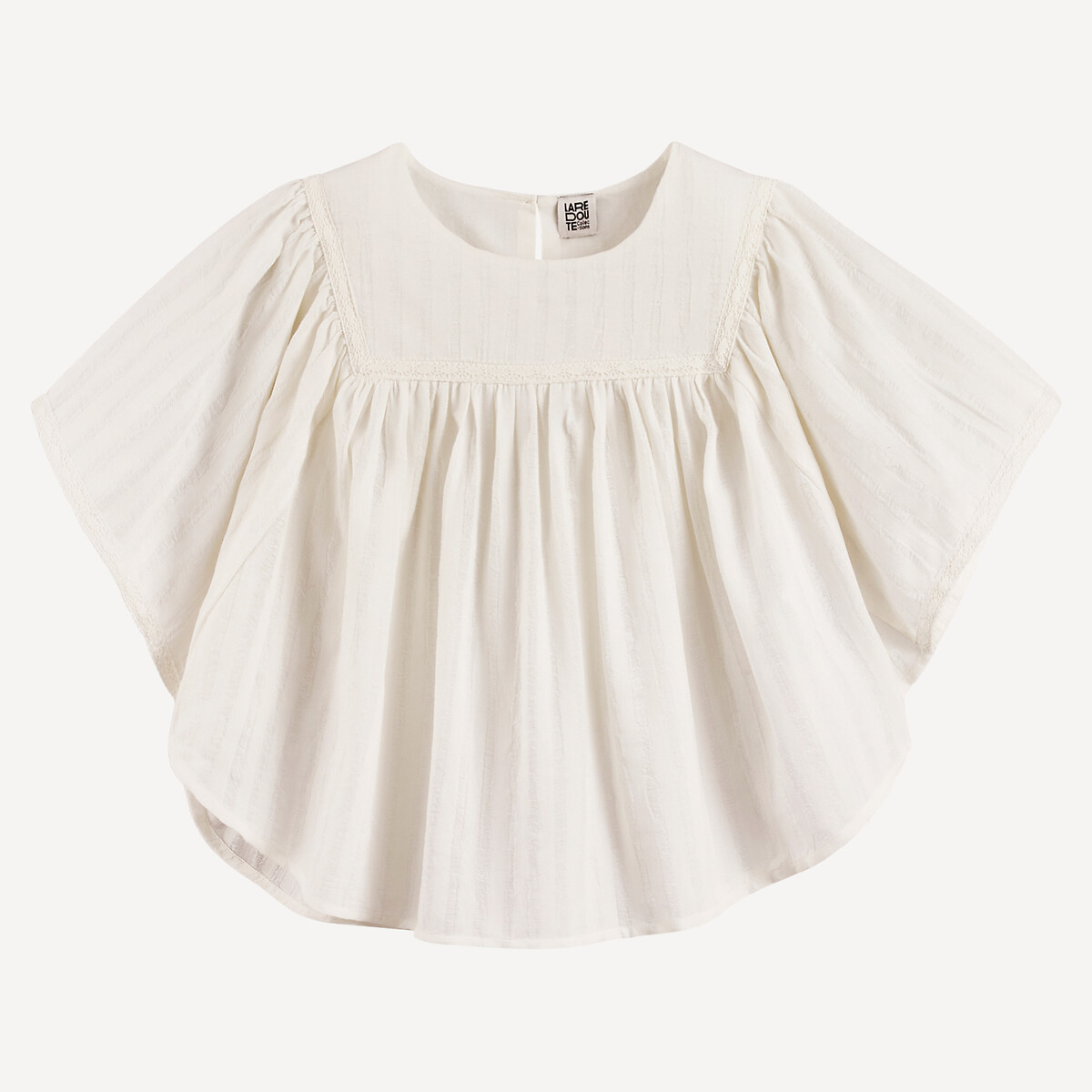 Butterfly Blouse with Short Sleeves white, LA REDOUTE COLLECTIONS