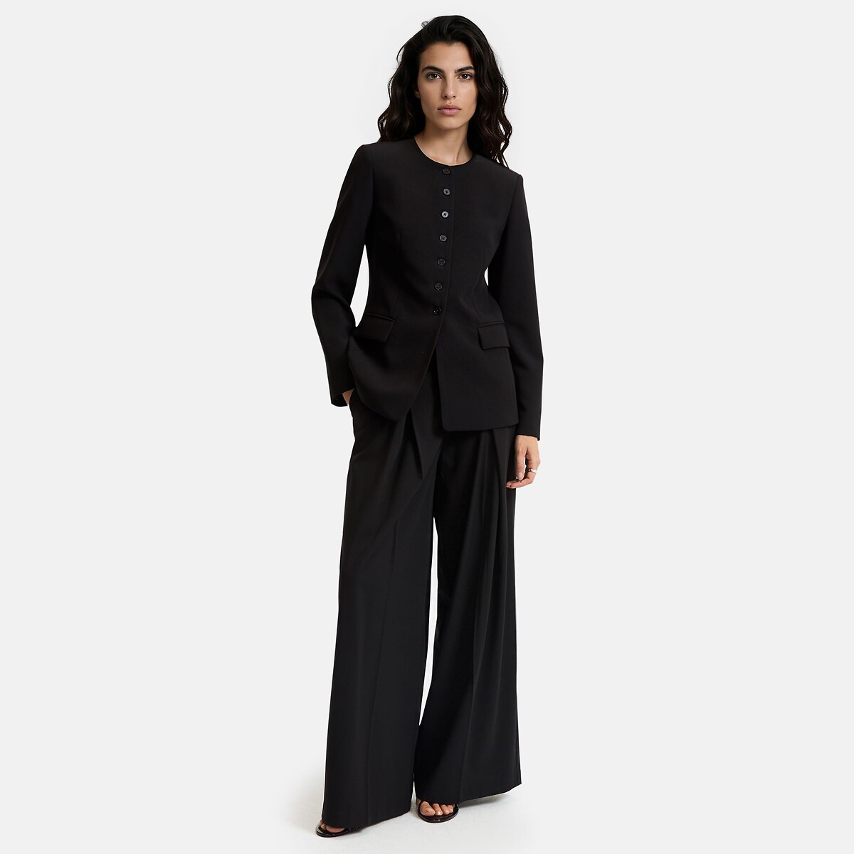 Giacca con collo rotondo e linea aderente nero , LA REDOUTE COLLECTIONS