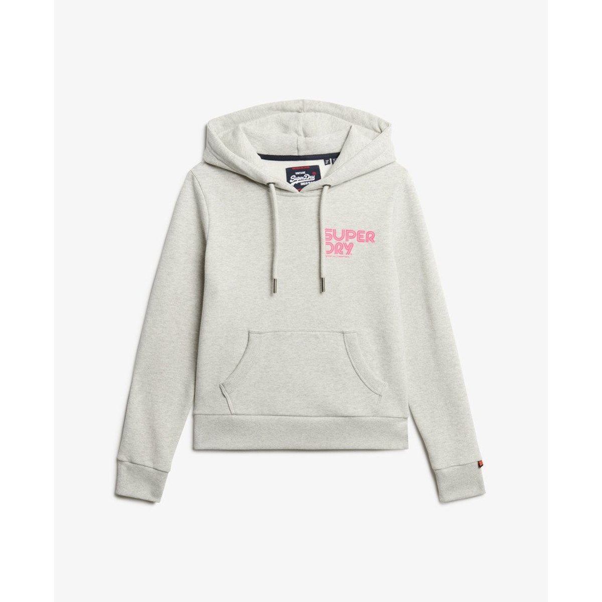 Sweat à capuche et rayures arc-en-ciel gris glacier chiné, SUPERDRY