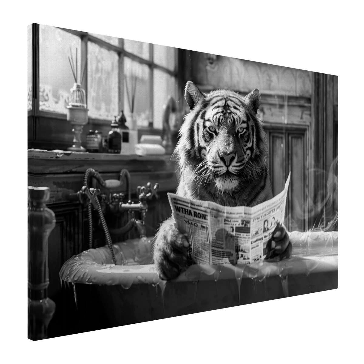 Tableau Sur Toile Tigre Au Bain ANIMAUX HUMANISÉS tableaux sur toile-noir & blanc, CEANOTHE