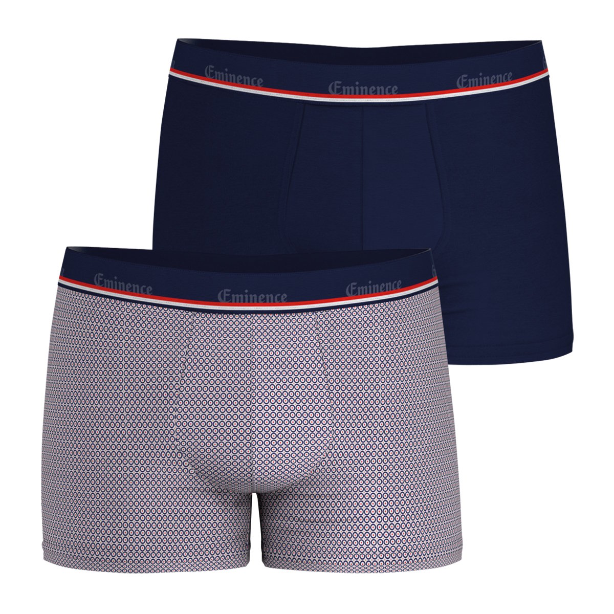 Lot de 3 boxers homme, fabriqués en France imprimé + bleu marine, EMINENCE