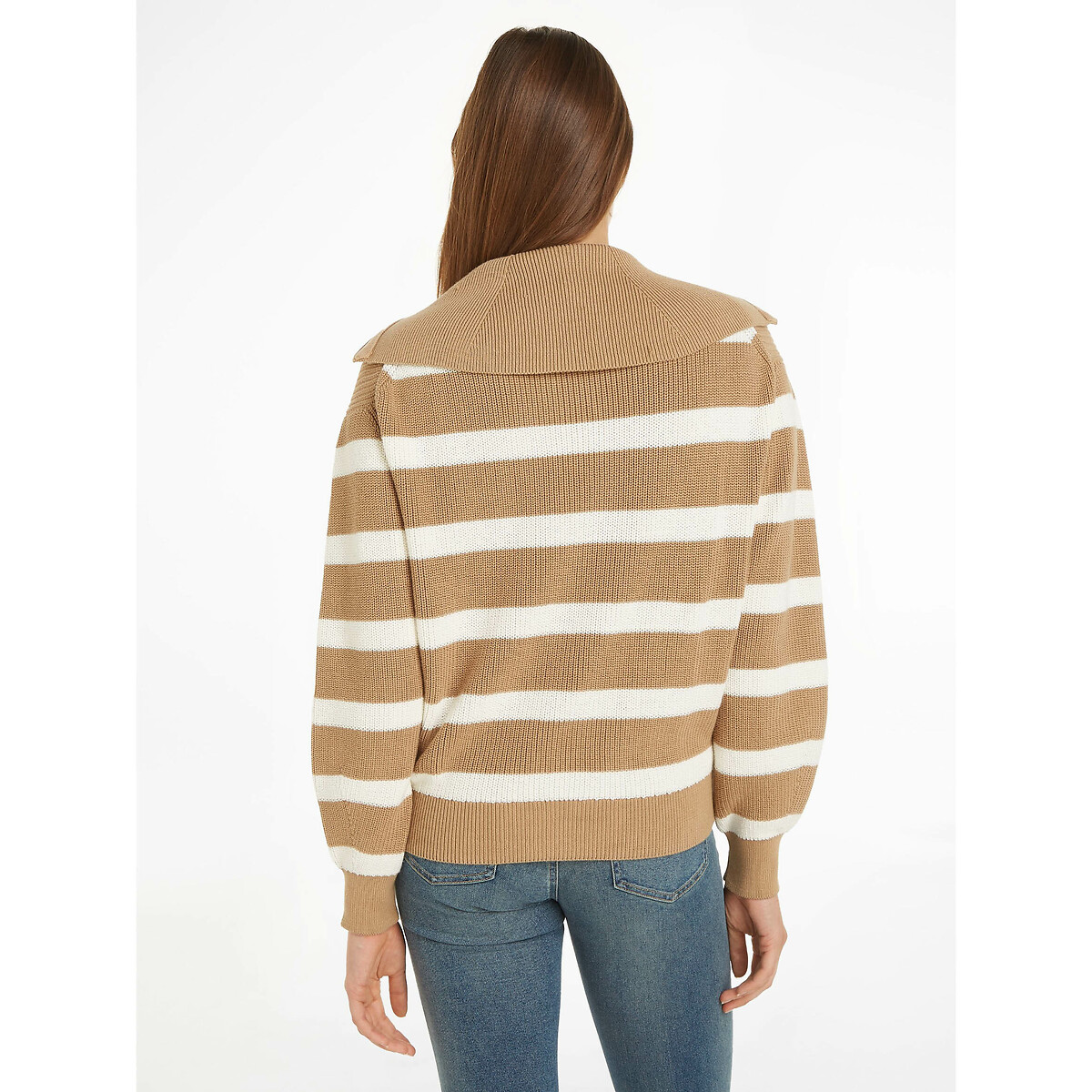 Striped Half Zip Jumper in Cotton 90007790, TOMMY HILFIGER