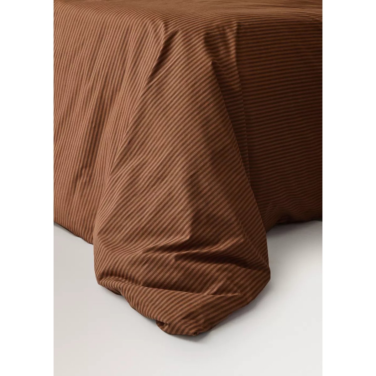 Housse de couette percale de coton rayures bicolores lit 150/160 cm marron, MANGO HOME