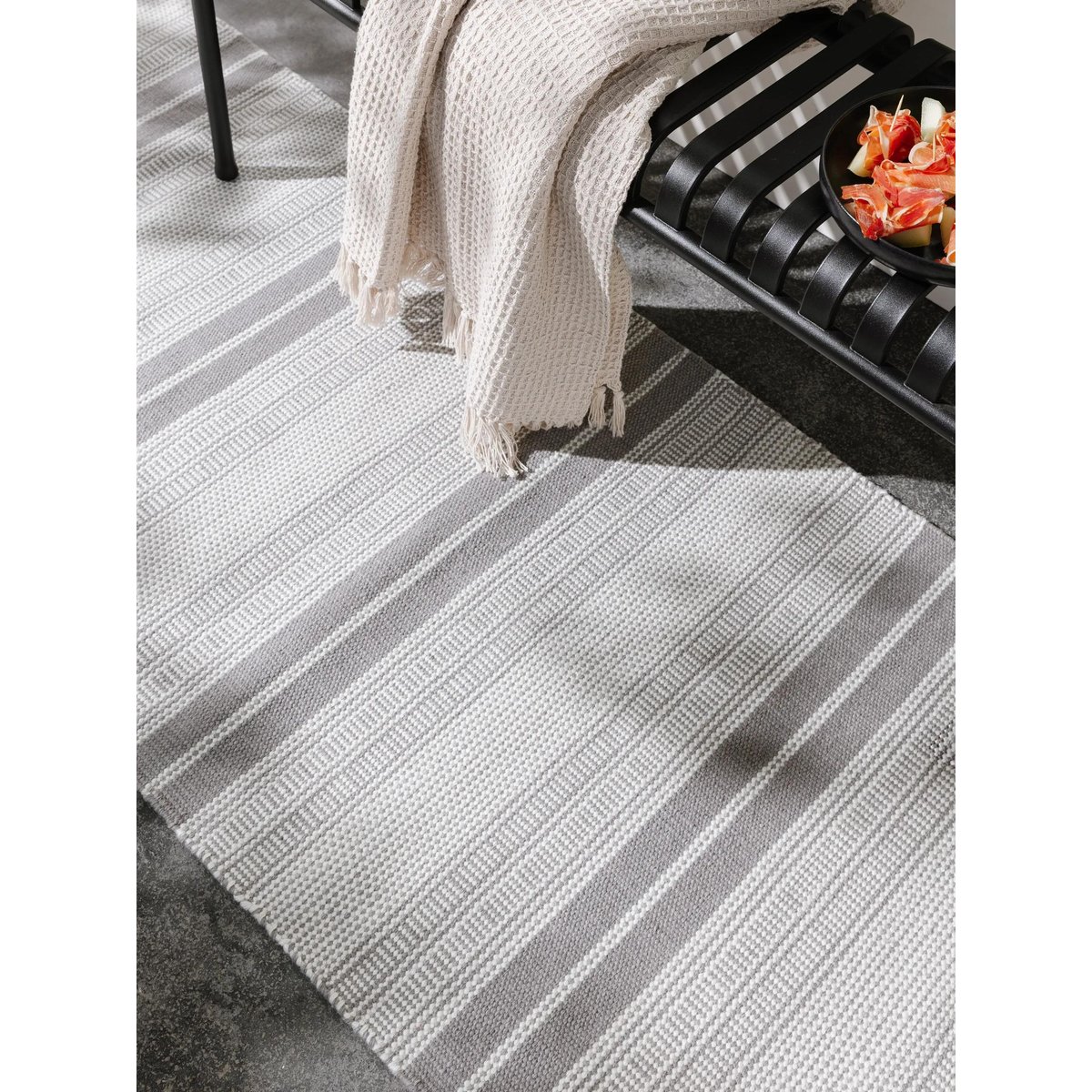 Tapis de couloir d'extérieur & intérieur tissé main SIENA gris, BENUTA 