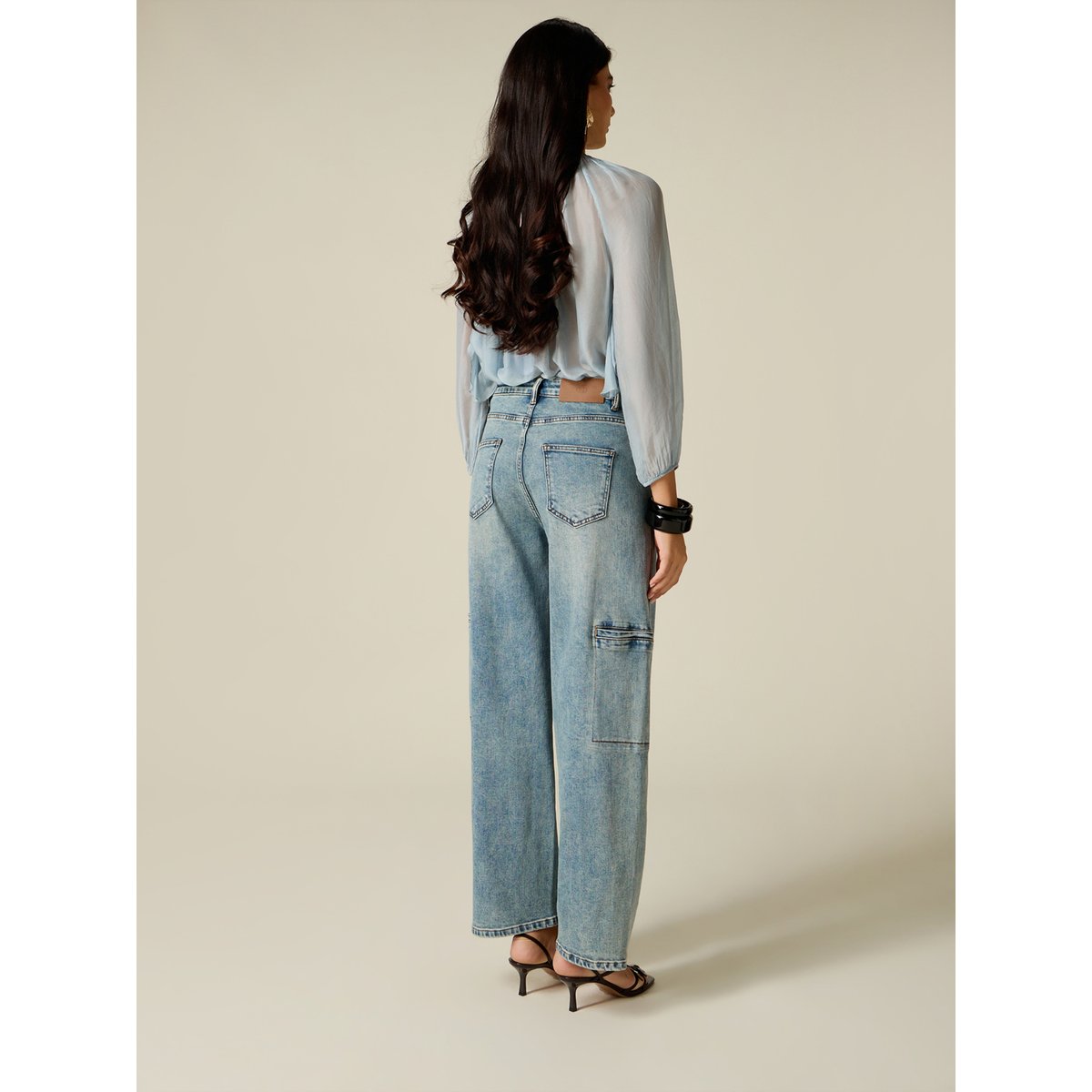 Jean barrel avec détails cargo light - blue, OLTRE