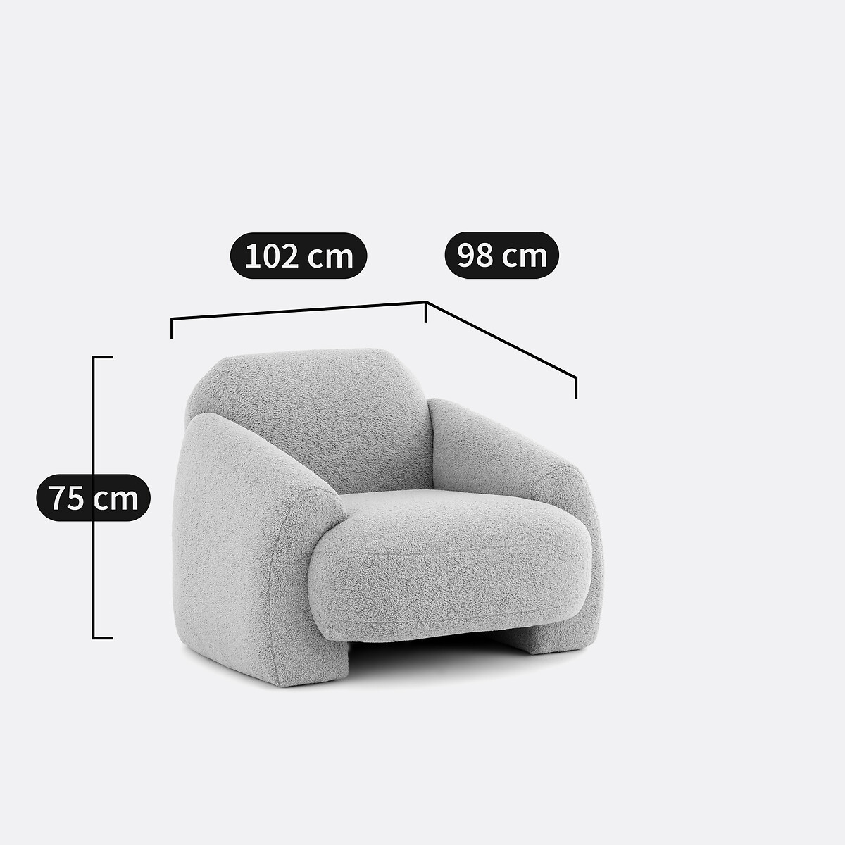 Fauteuil bouclette épaisse, Machoa ecru, LA REDOUTE INTERIEURS