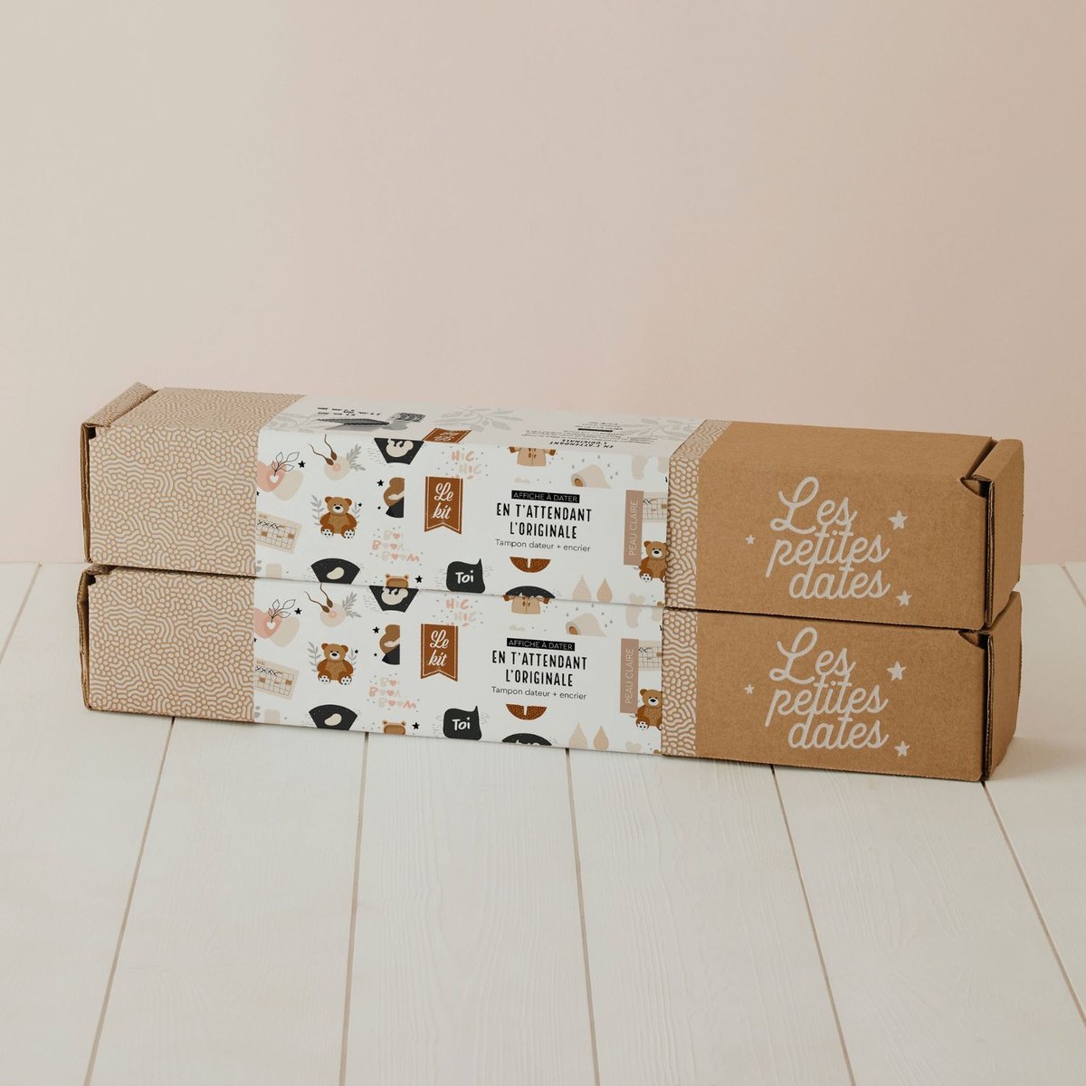 Affiche En t'attendant Originale beige, rose poudre, caramel, LES PETITES DATES
