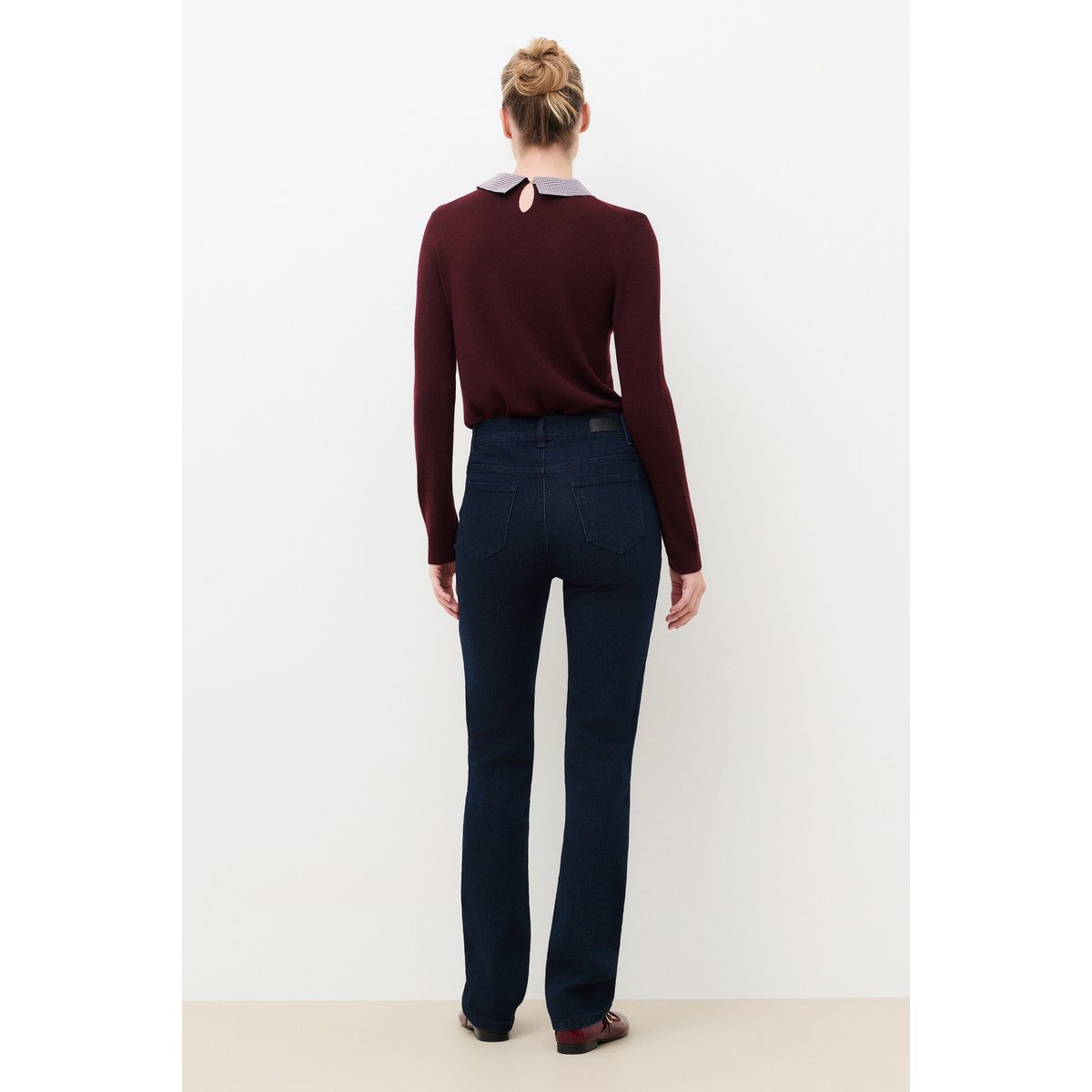 Pantalon droit taille haute PRAYANO denim double stone, CAROLL
