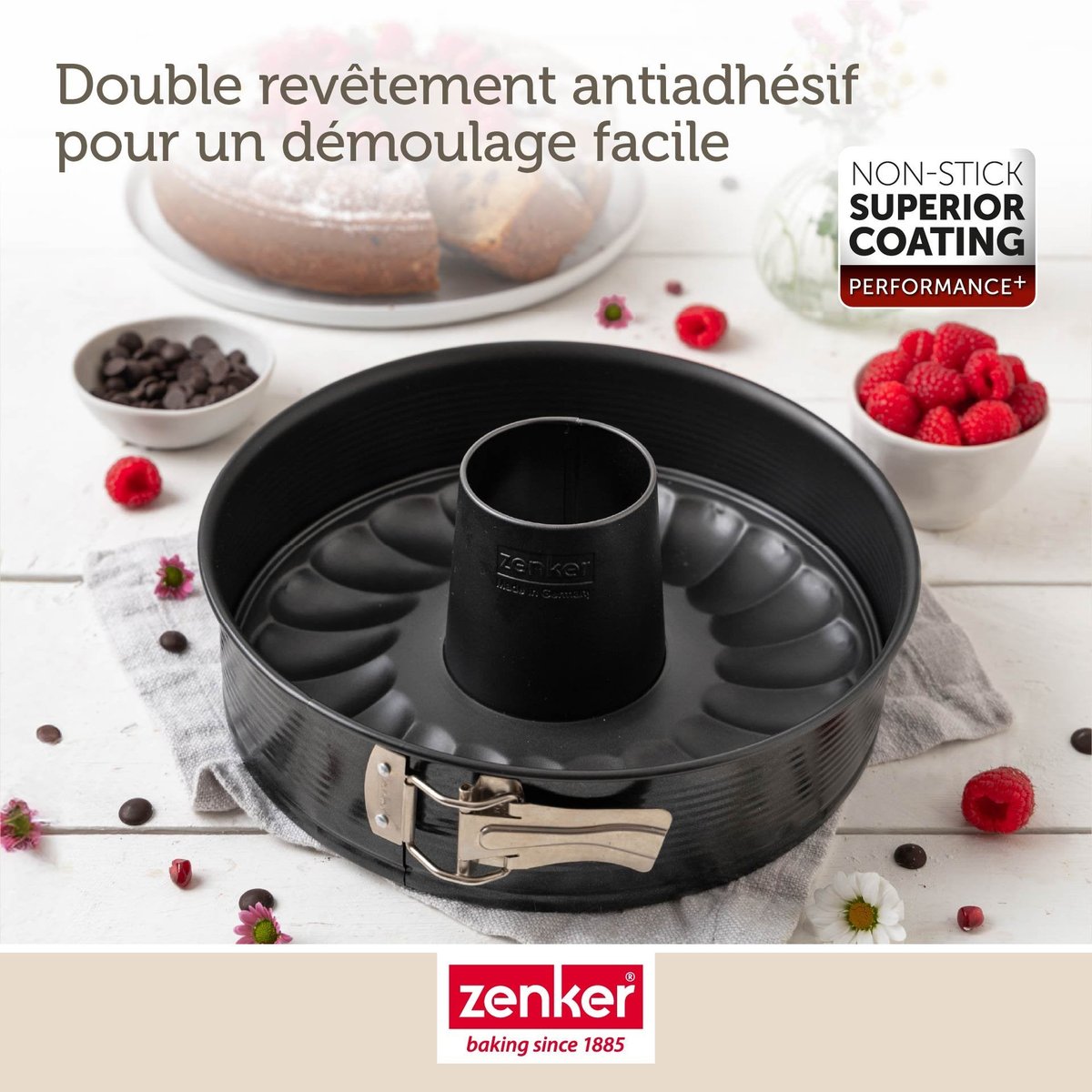 Moule à manqué et à savarin double fond 26 cm PERFECTBACK+ noir, ZENKER