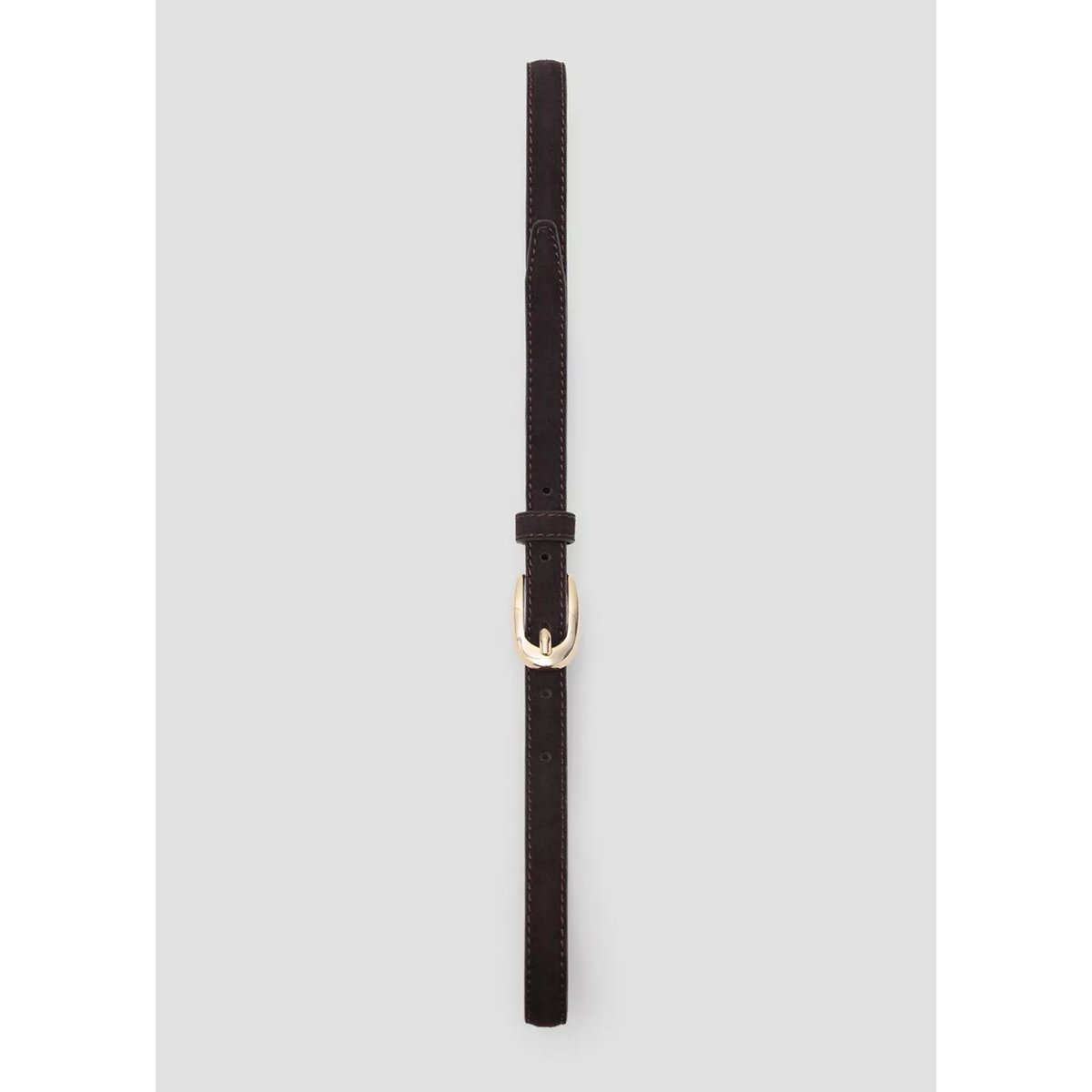 Ceinture fine cuir daim chocolat, MANGO