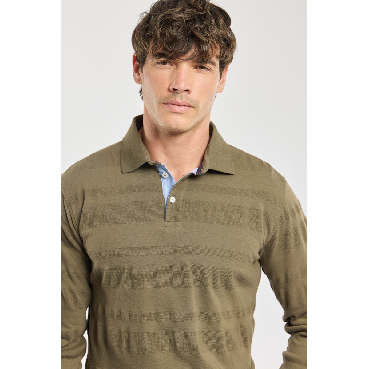 Polo rayures fantaisie - coton olive, ARMOR-LUX