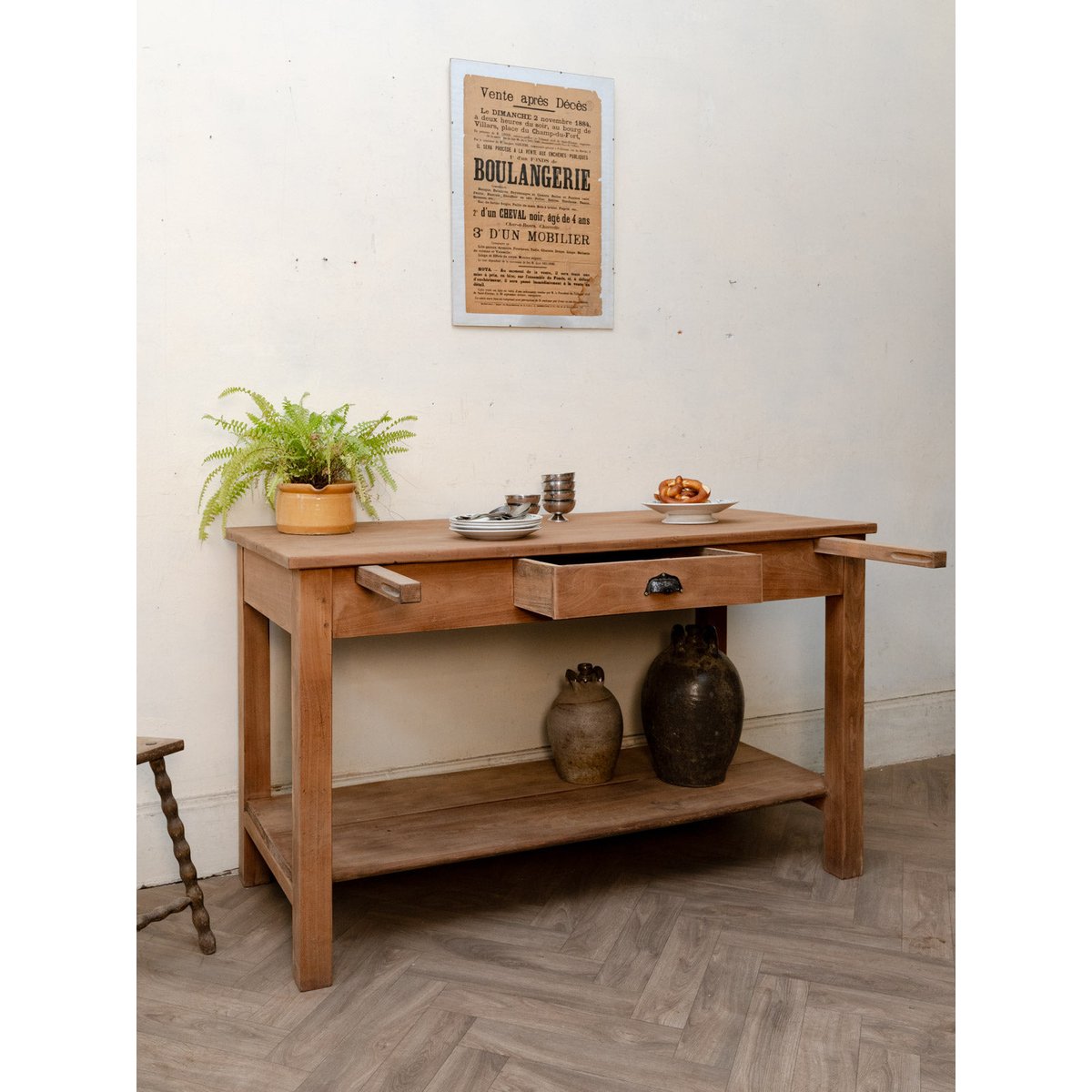 Comptoir en bois Fernand N°480 - Bon état bois clair, DEBONGOUT